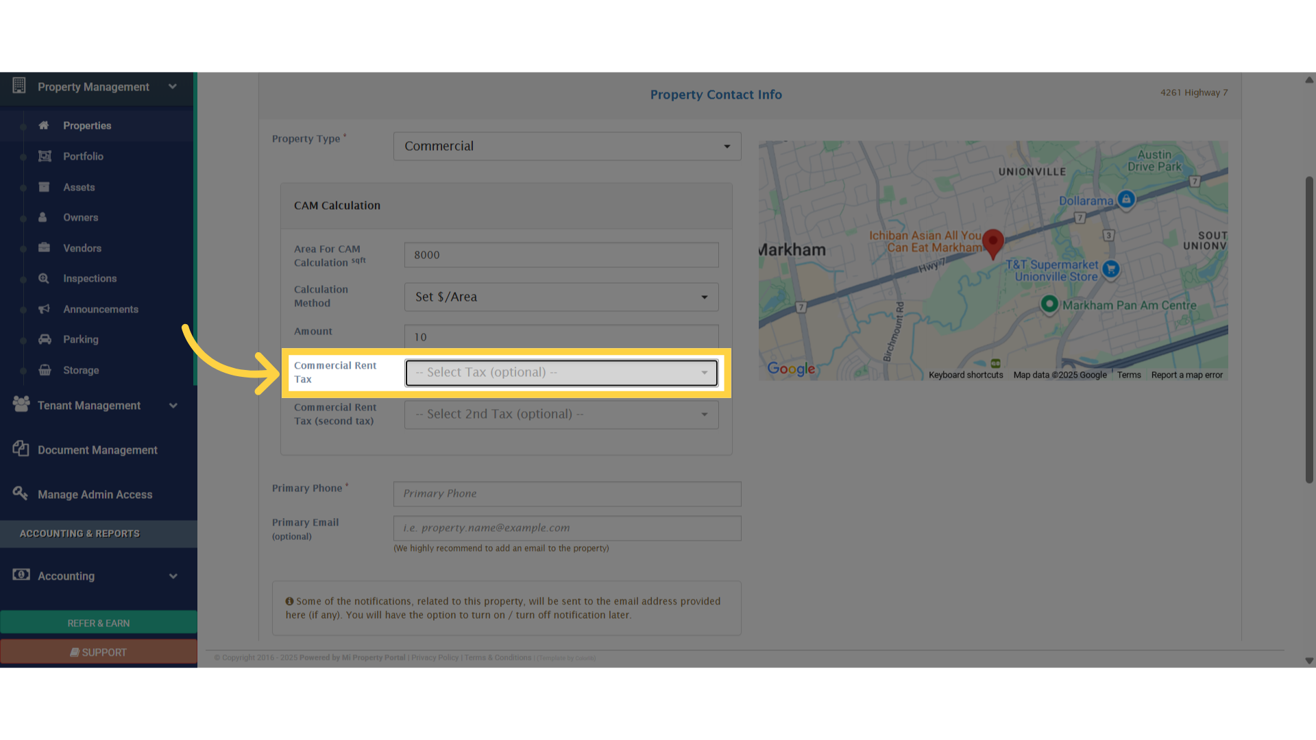 Click '-- Select Tax (optional) --'