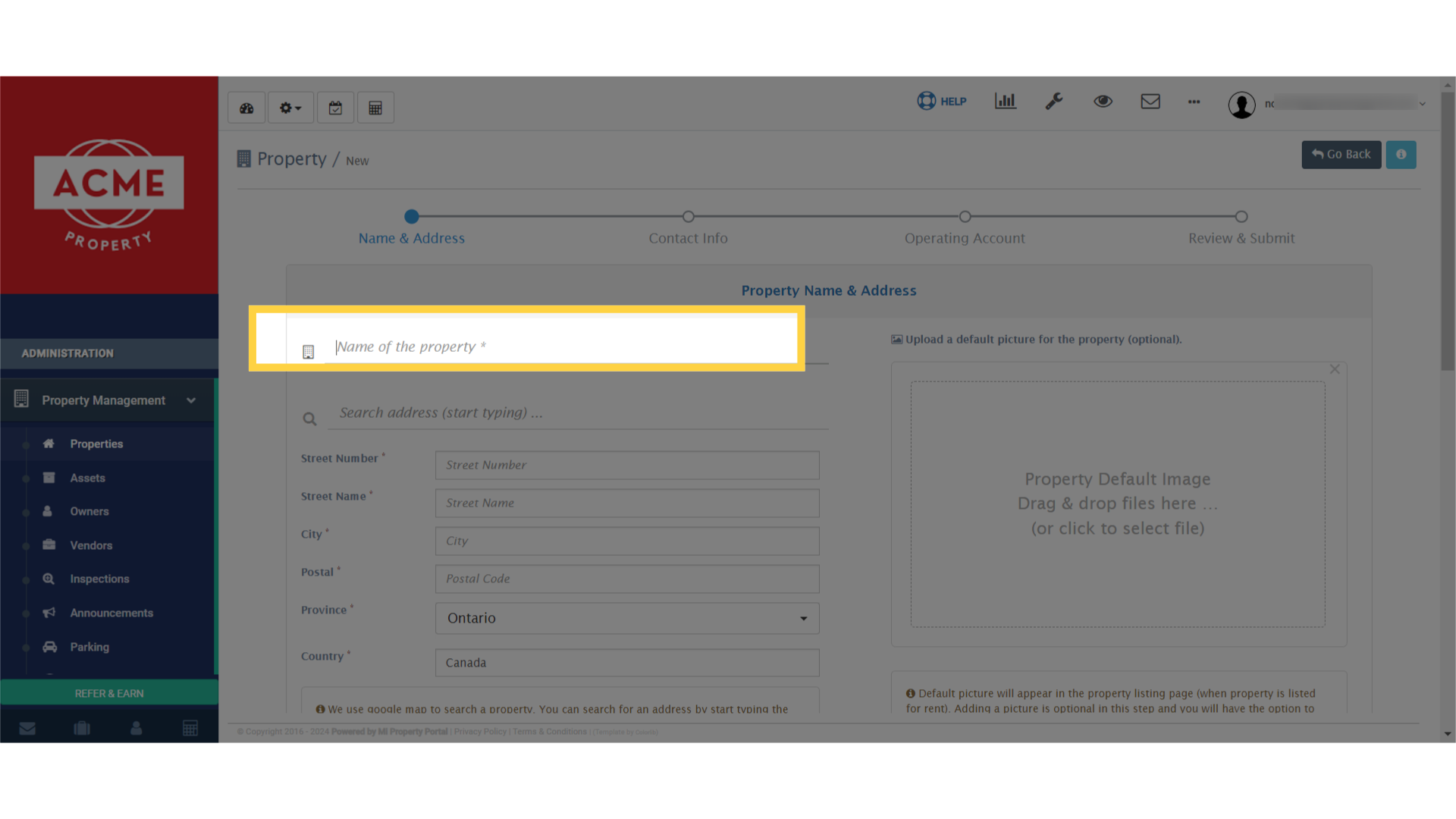 Fill out the details required in this section
