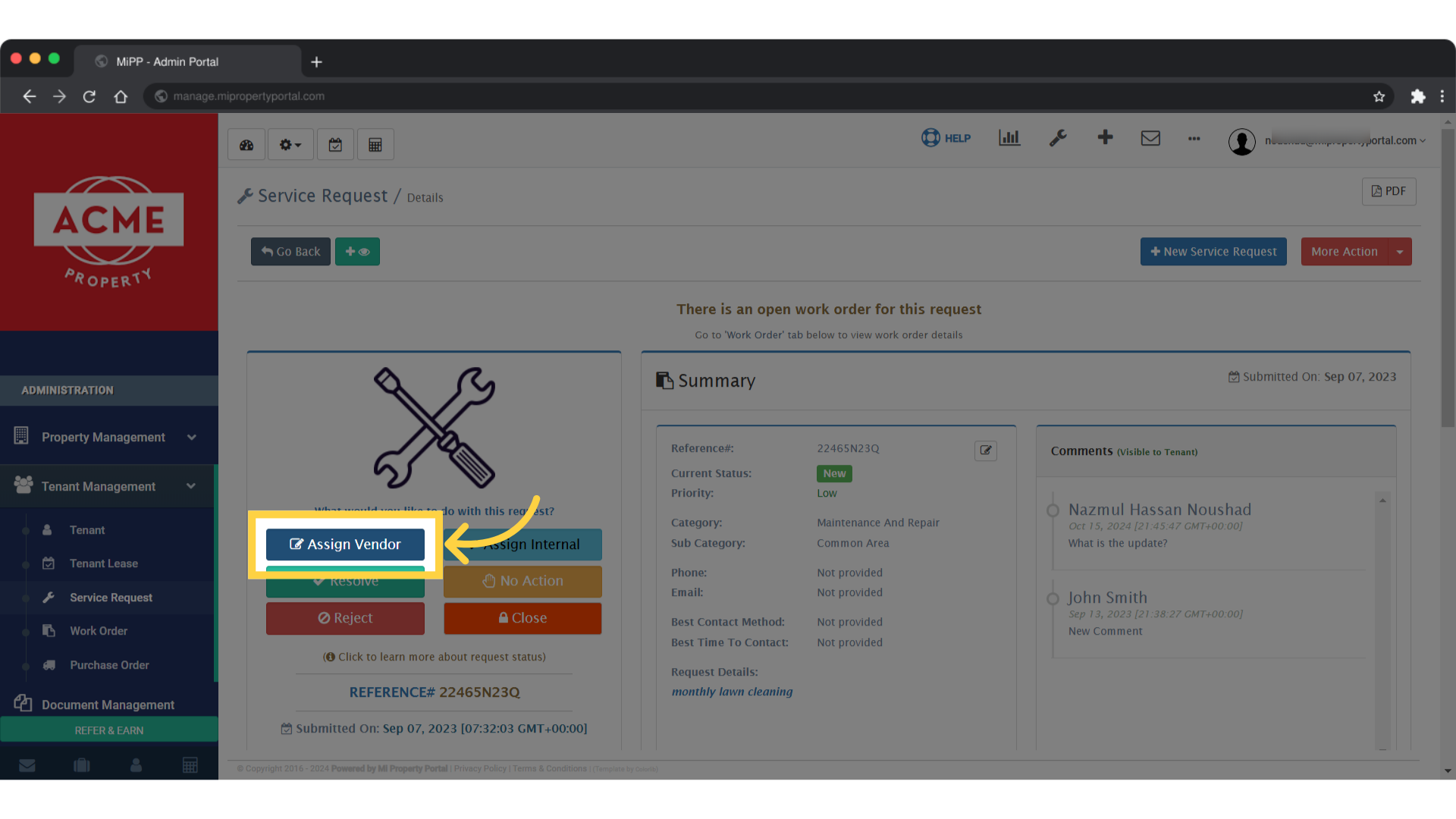 Click 'Assign Vendor'