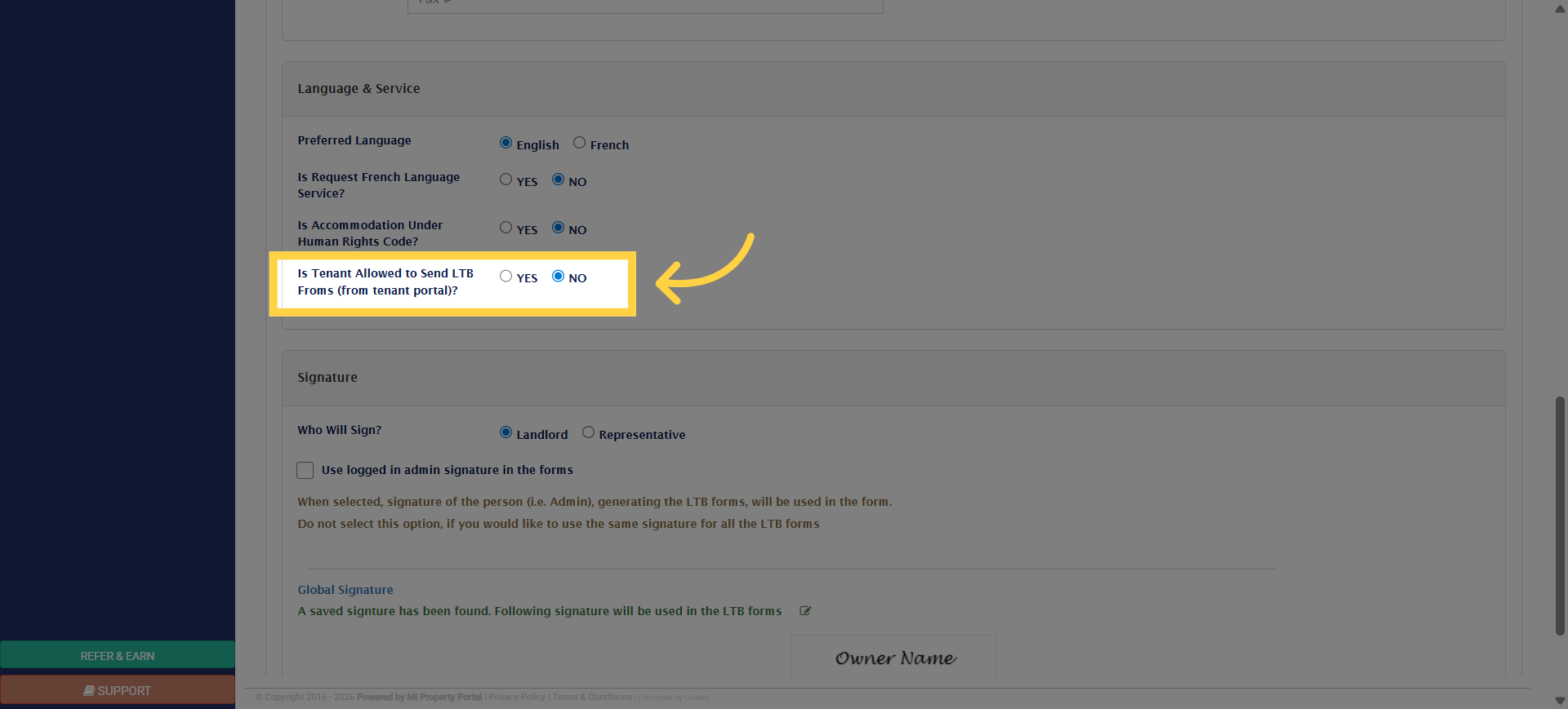 Enable Tenant Submission