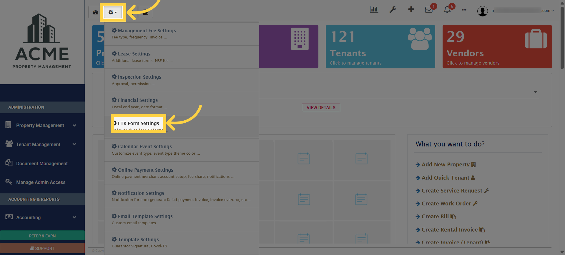 Select LTB Form Settings
