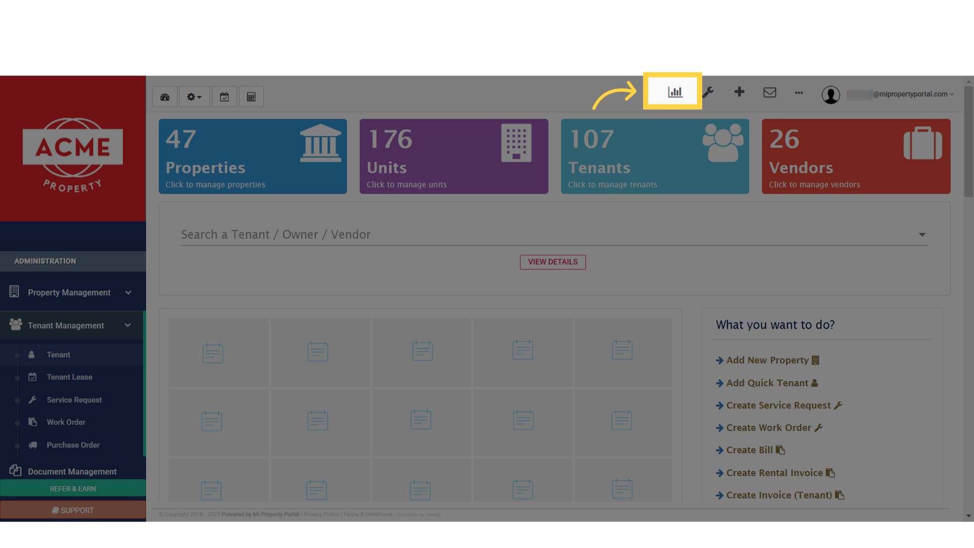 You can either click on 'Go To Reports Page' located on the top of right side of the Dashboard