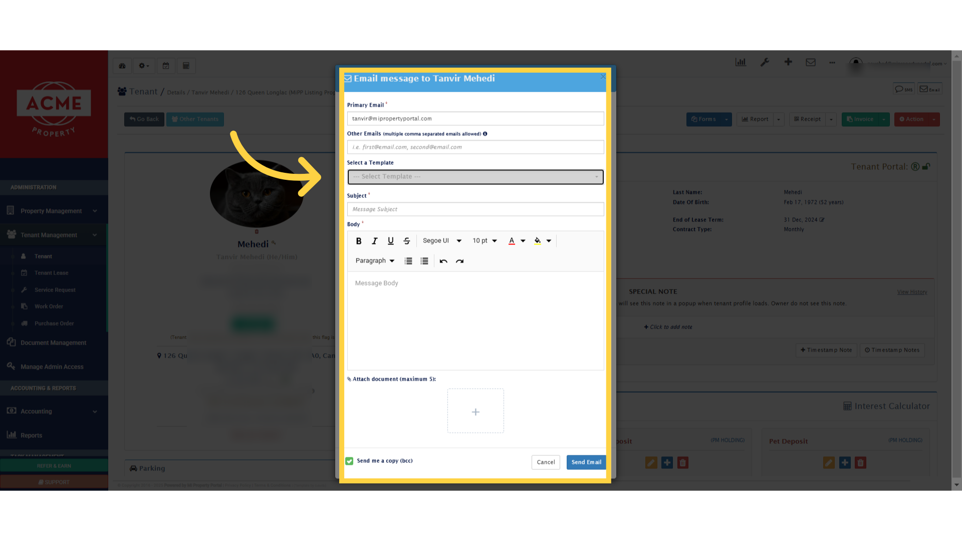 Click '--- Select Template ---'