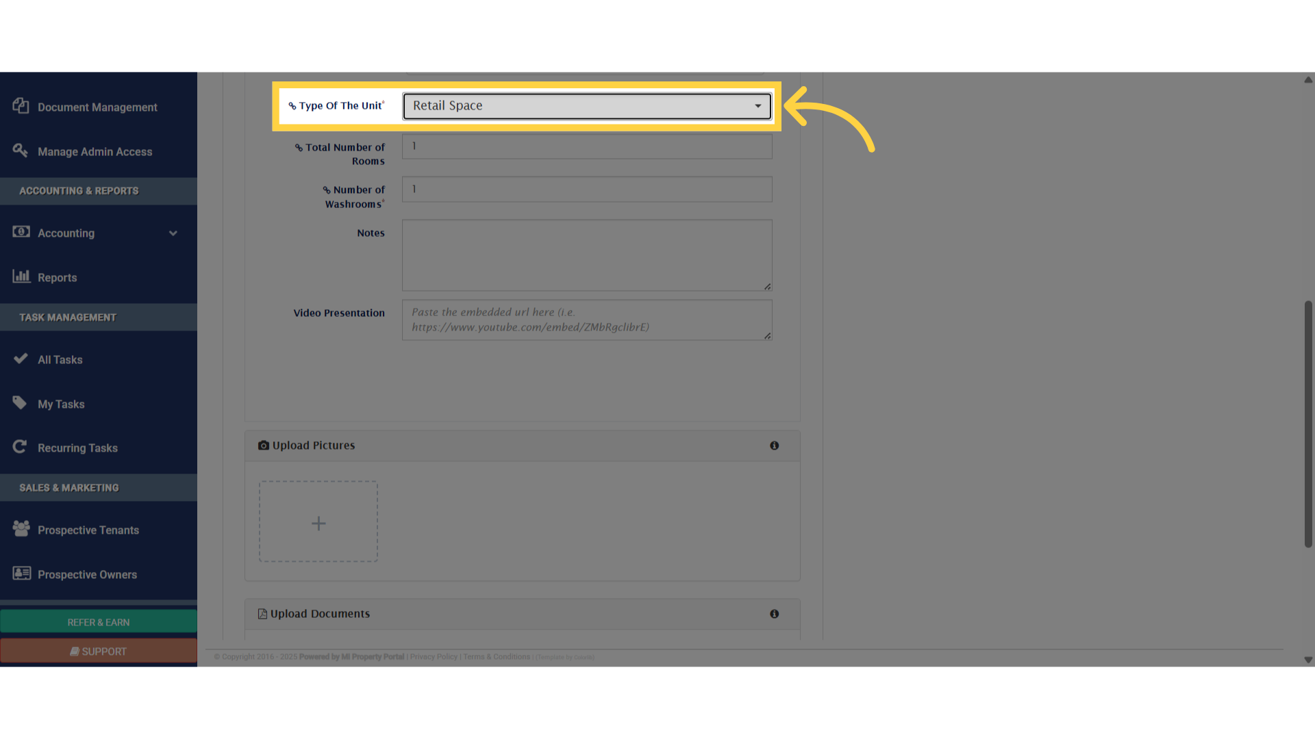 Click 'Retail Space'