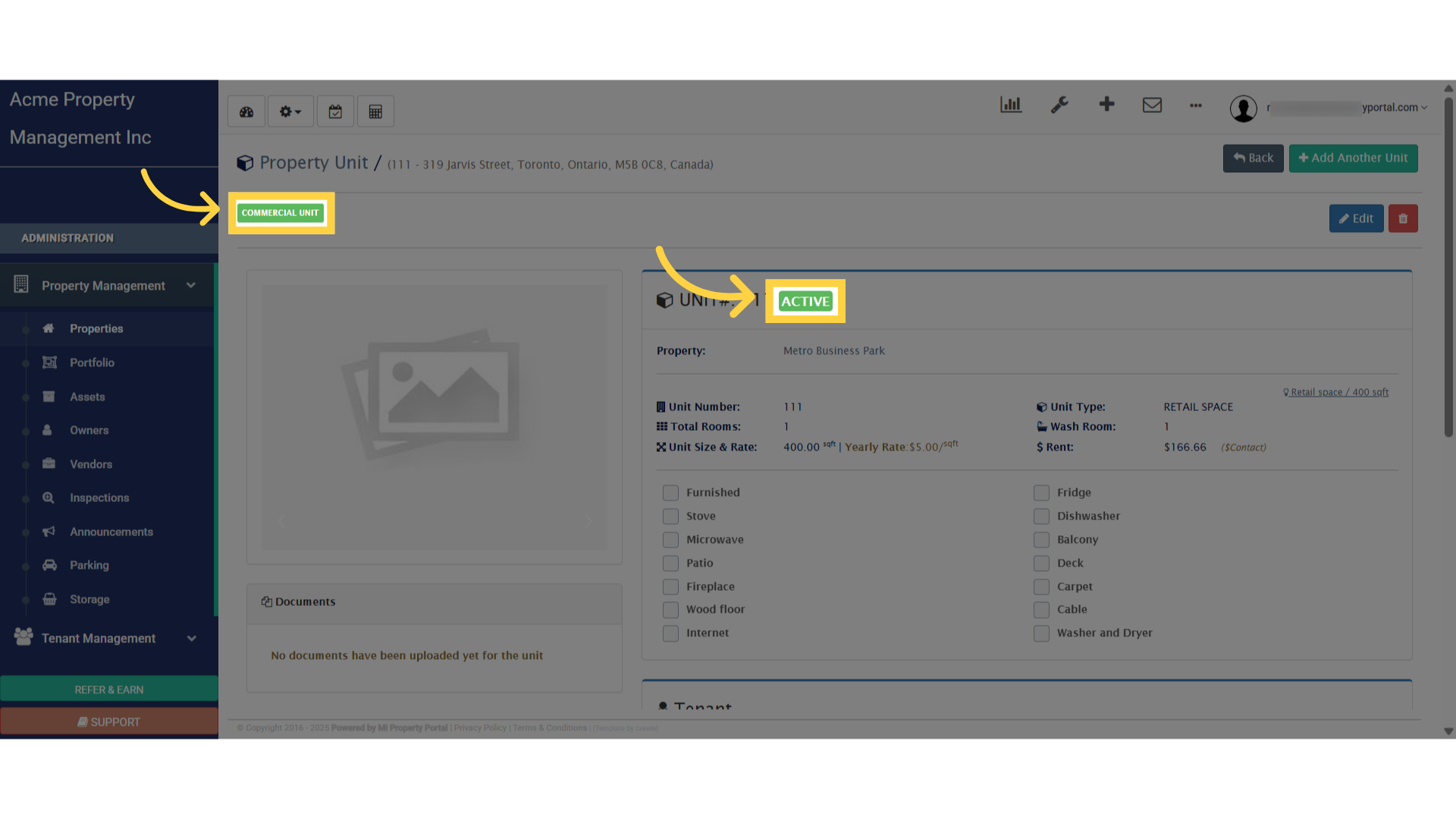 Click 'COMMERCIAL UNIT'