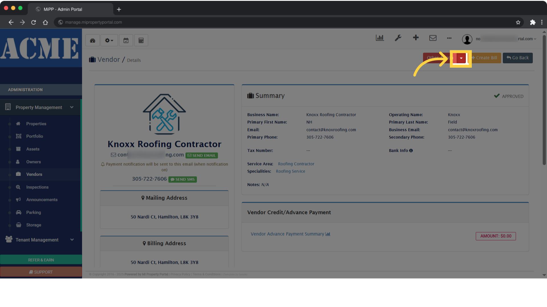 Click 'Toggle Dropdown'