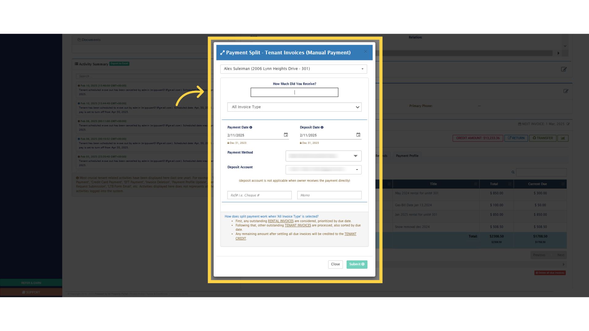 Click 'How Much Did You Receive?'