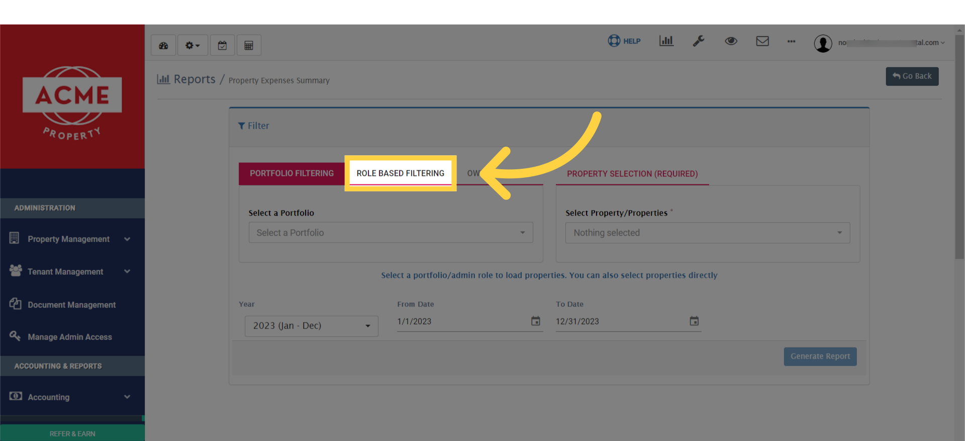 You may select role based filtering