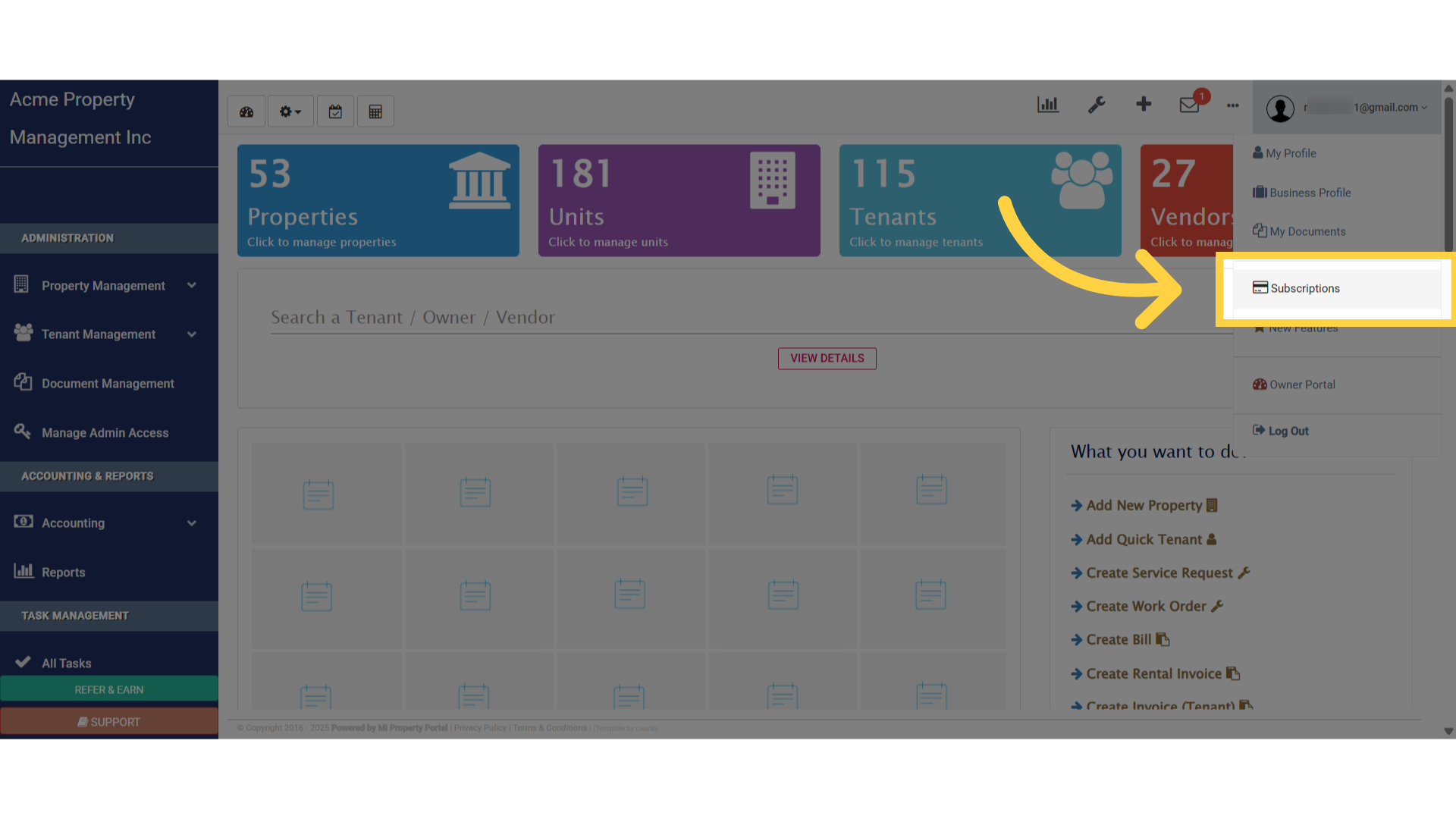 Click 'Subscriptions'
