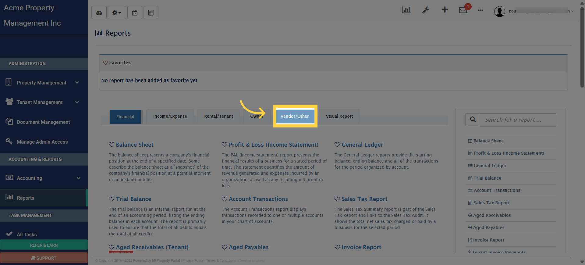 Click 'Vendor/Other'