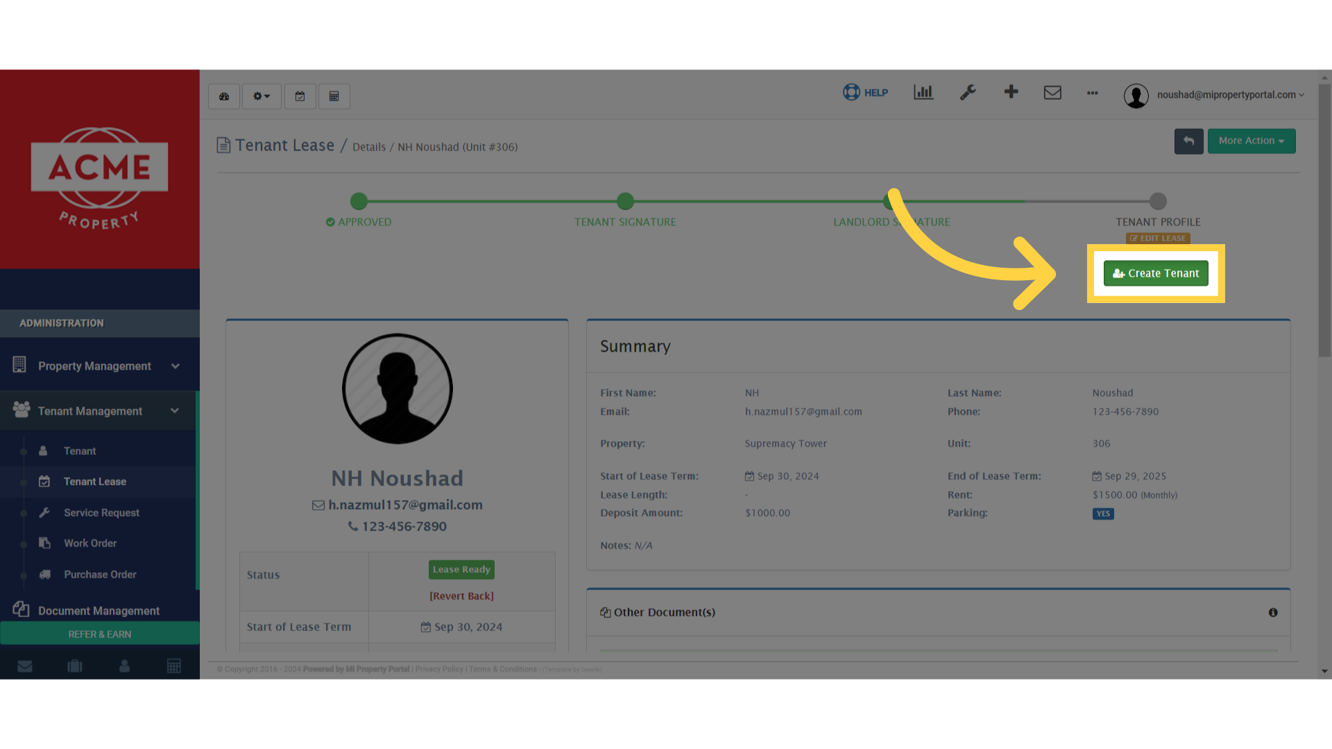 Click 'Create Tenant'