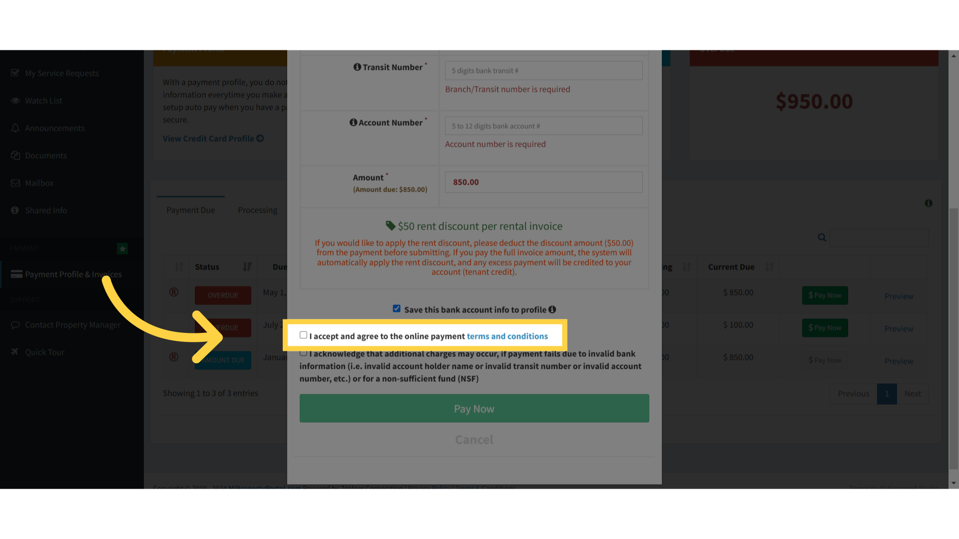 Click 'on'