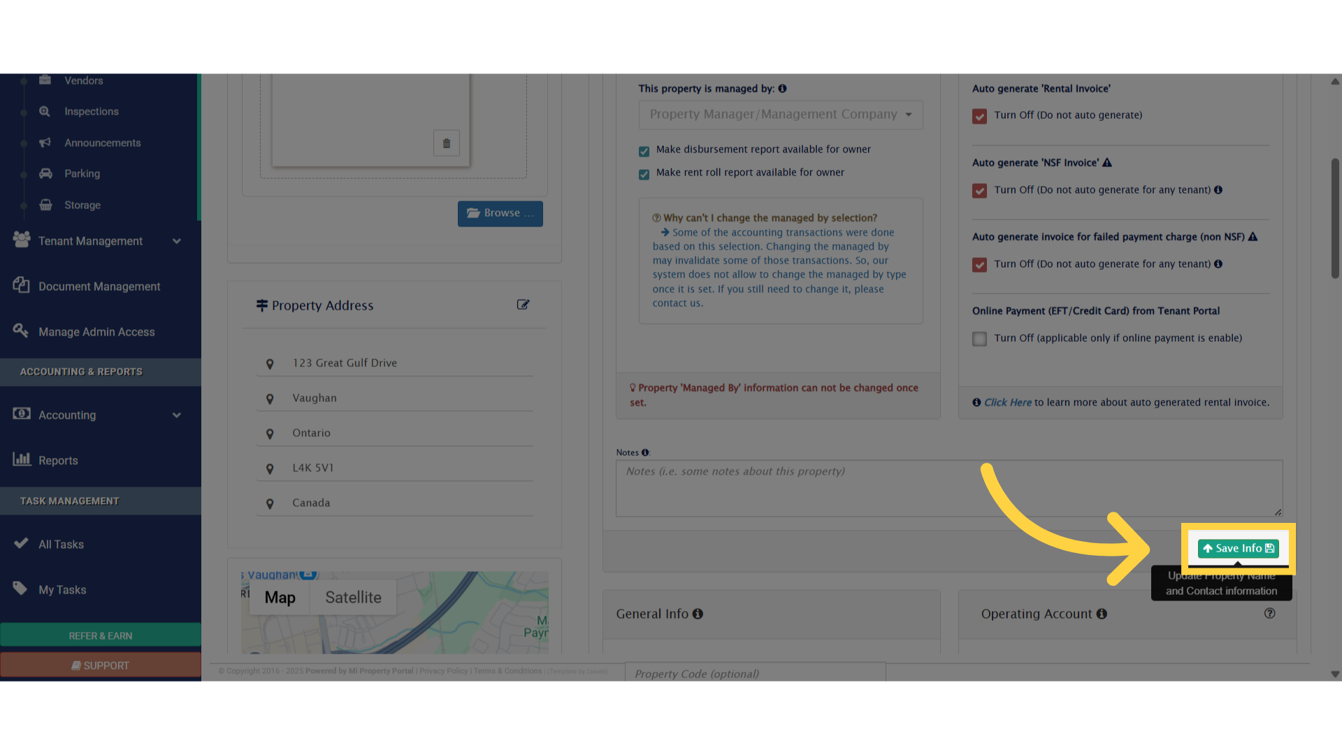 Click 'Save Info'