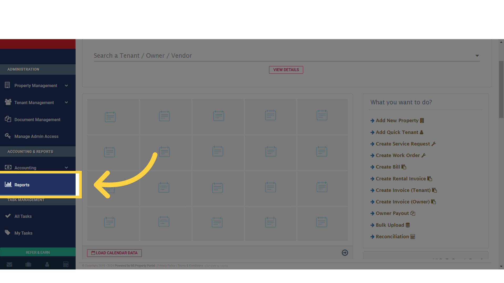 Go to Reports under ACCOUNTING & REPORTS on the Left Navigation
