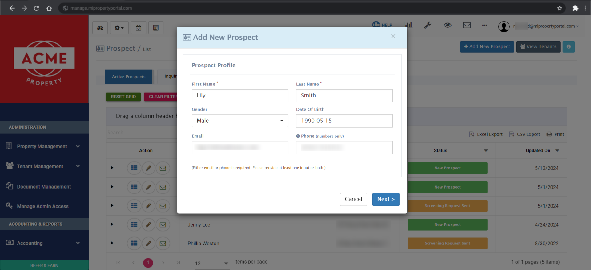 Completing Prospect Profile Information Fill out all the required information on the Prospect Profile form