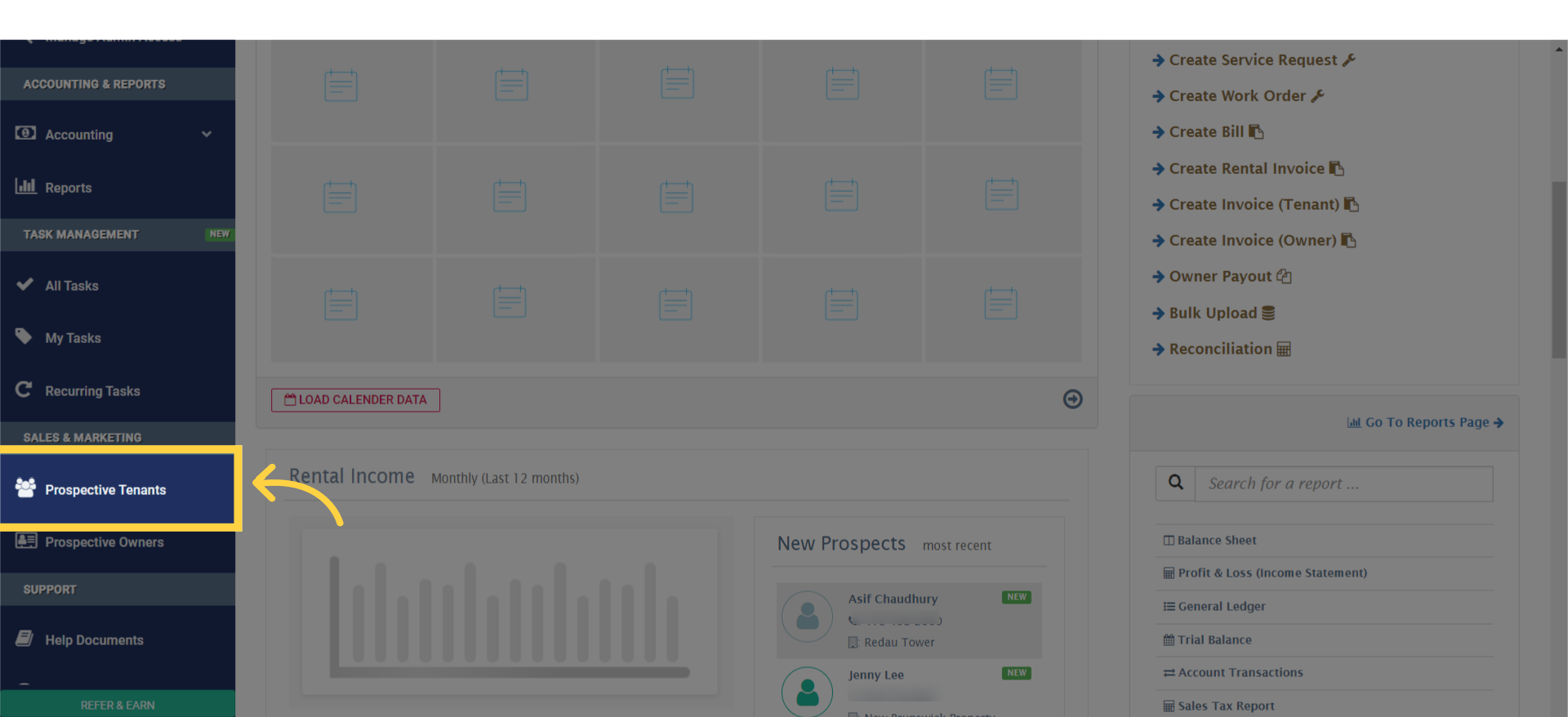 Click on 'Prospective Tenants.'