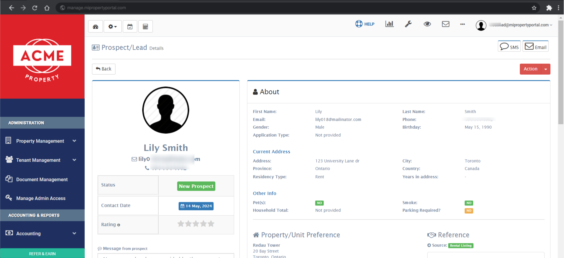 The prospect profile will now be created and accessible within the system.