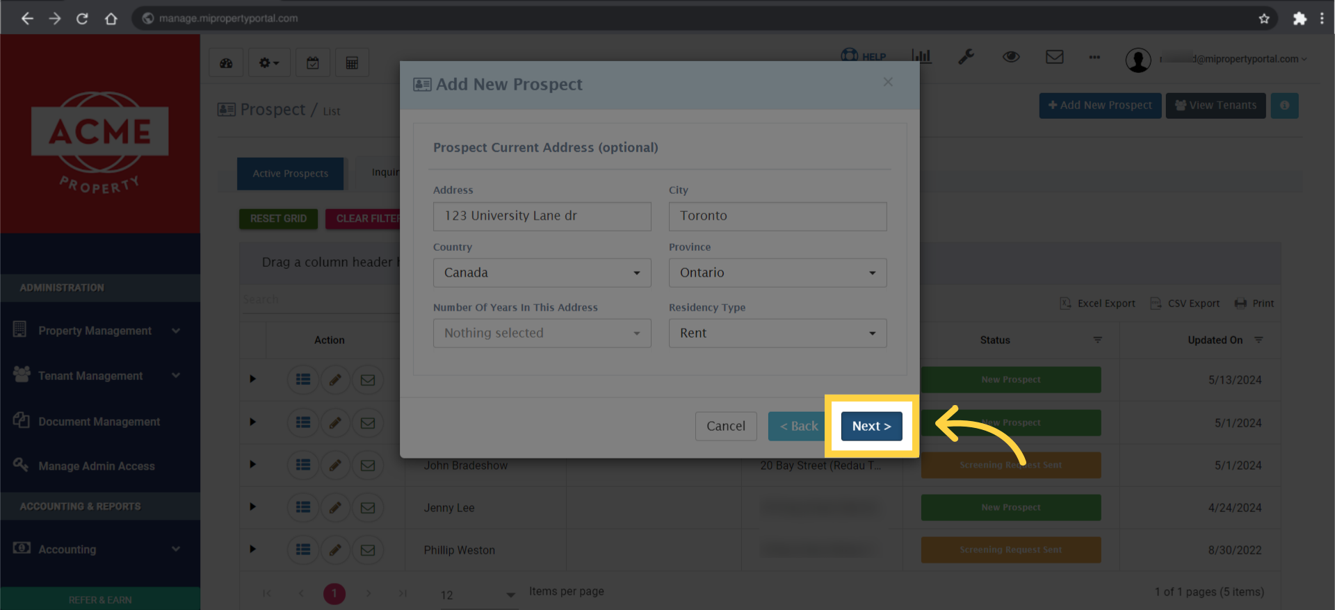 Click on 'Next' to proceed to the 'Reference Info' page.