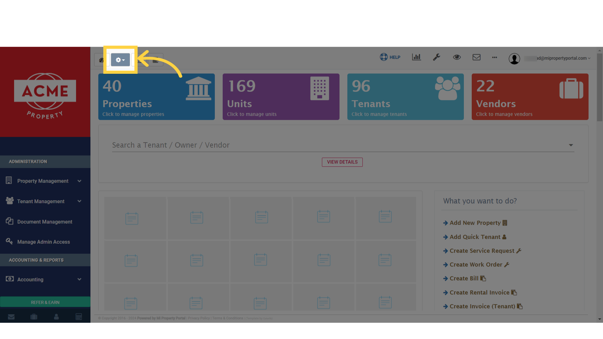 Click on the 'Settings/Gear Dropdown'