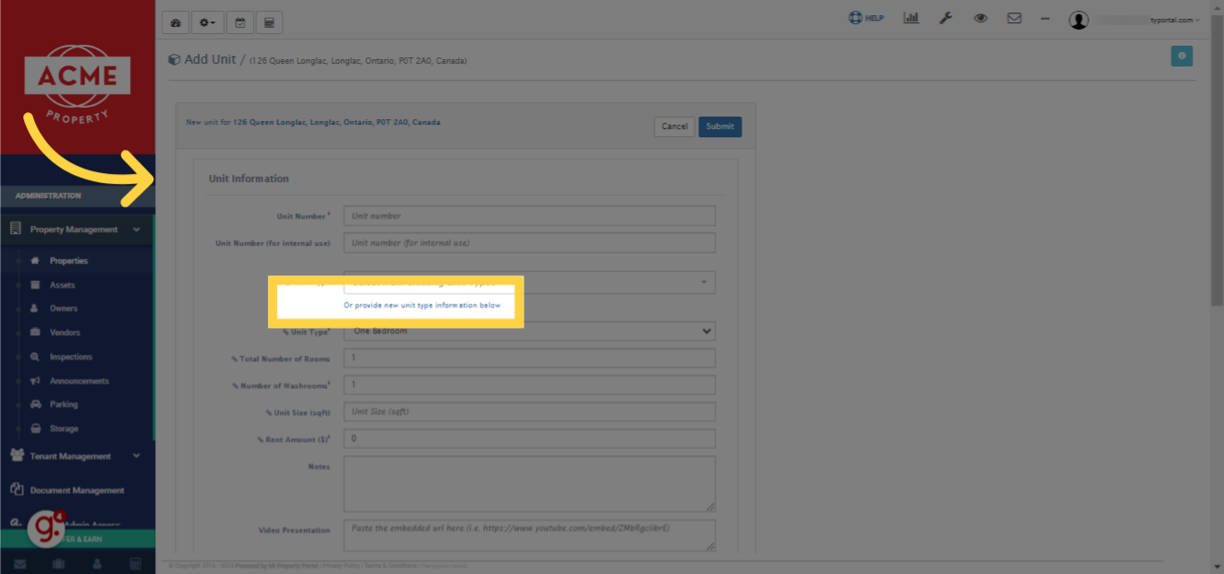 If the unit you're adding is within a commercial property, tick the box labeled 'This is a commercial unit?' Conversely, if the unit is in a residential property, leave this box unticked.