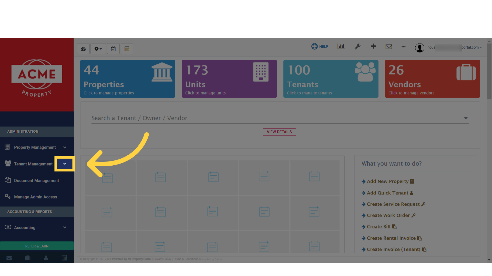 Go to Tenant Management under Administration on the left navigation
