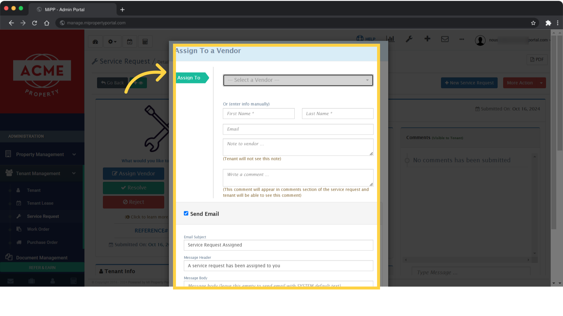 Fill out the required fields