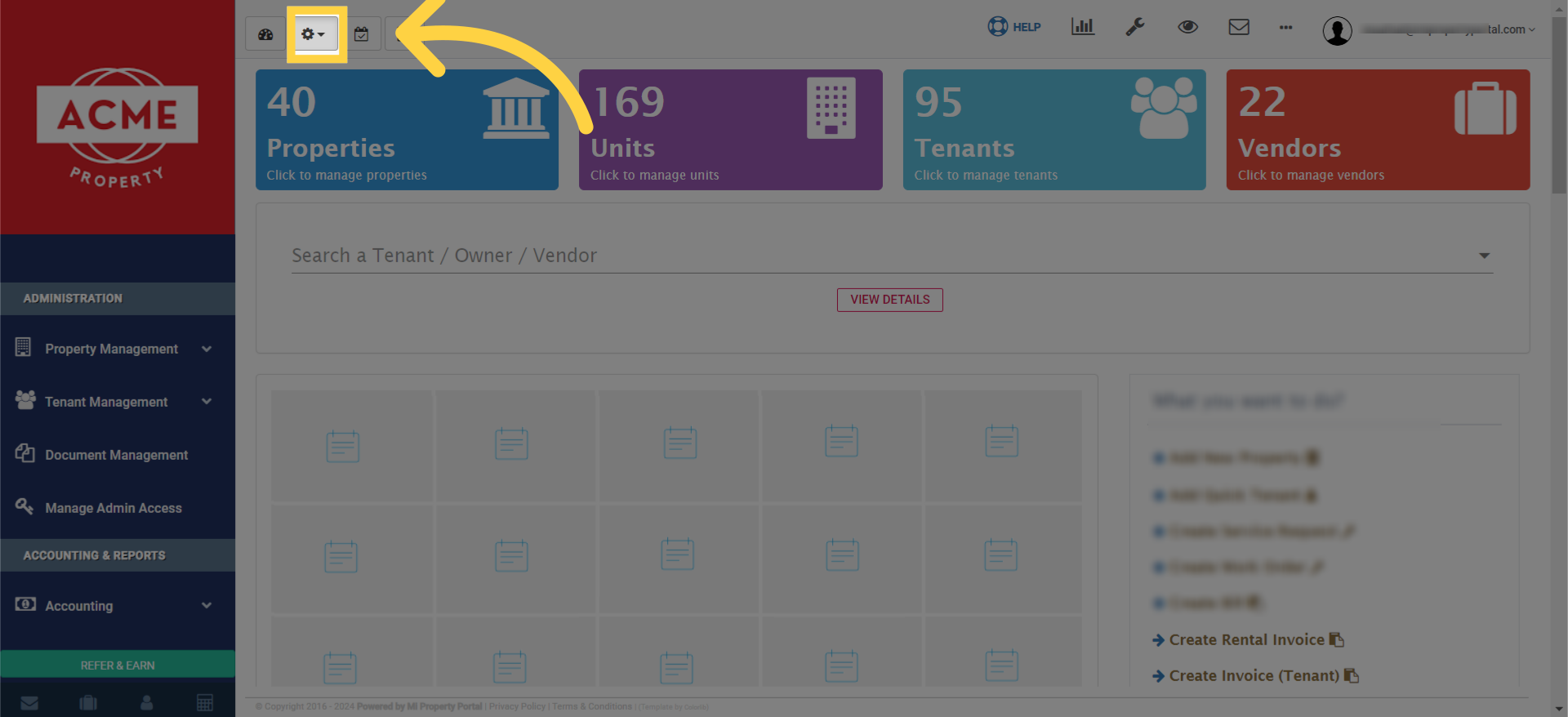 Go to the 'Settings' icon on your dashboard