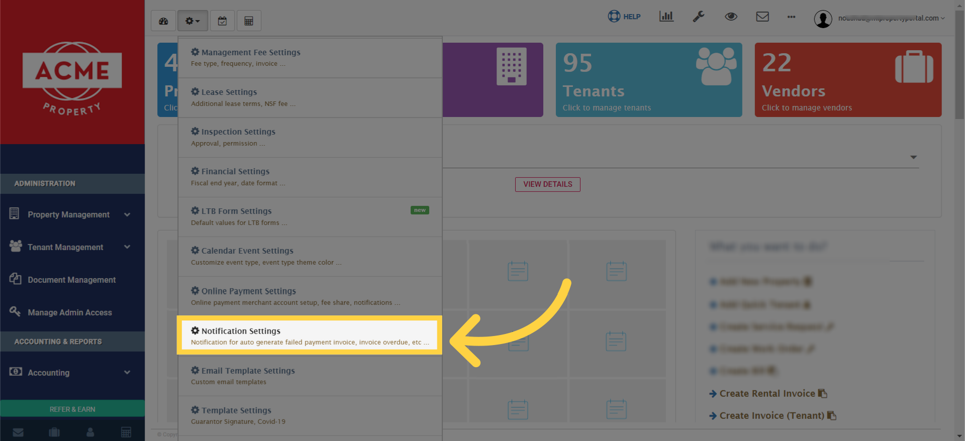Click on 'Notification Settings' 