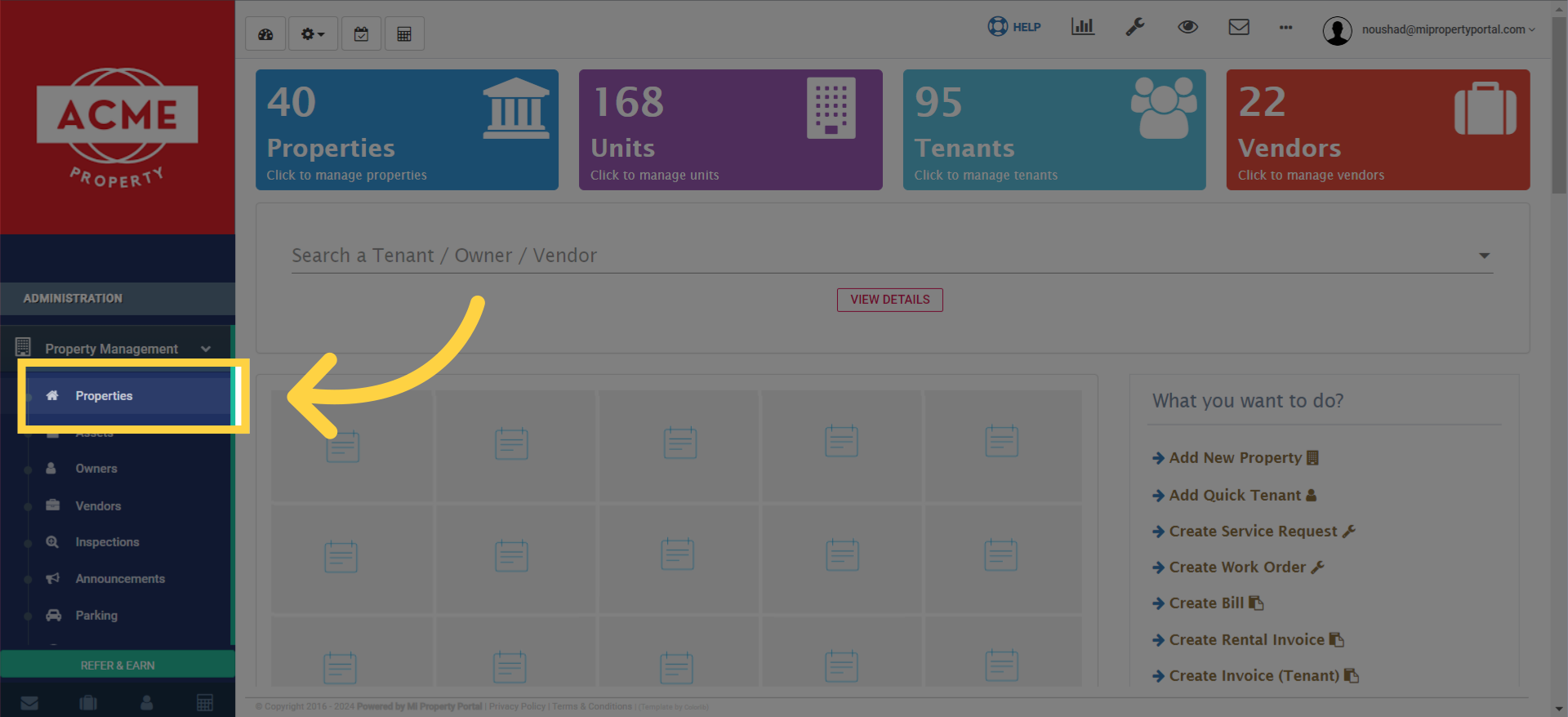 Next, click on 'Properties' to access the properties list.