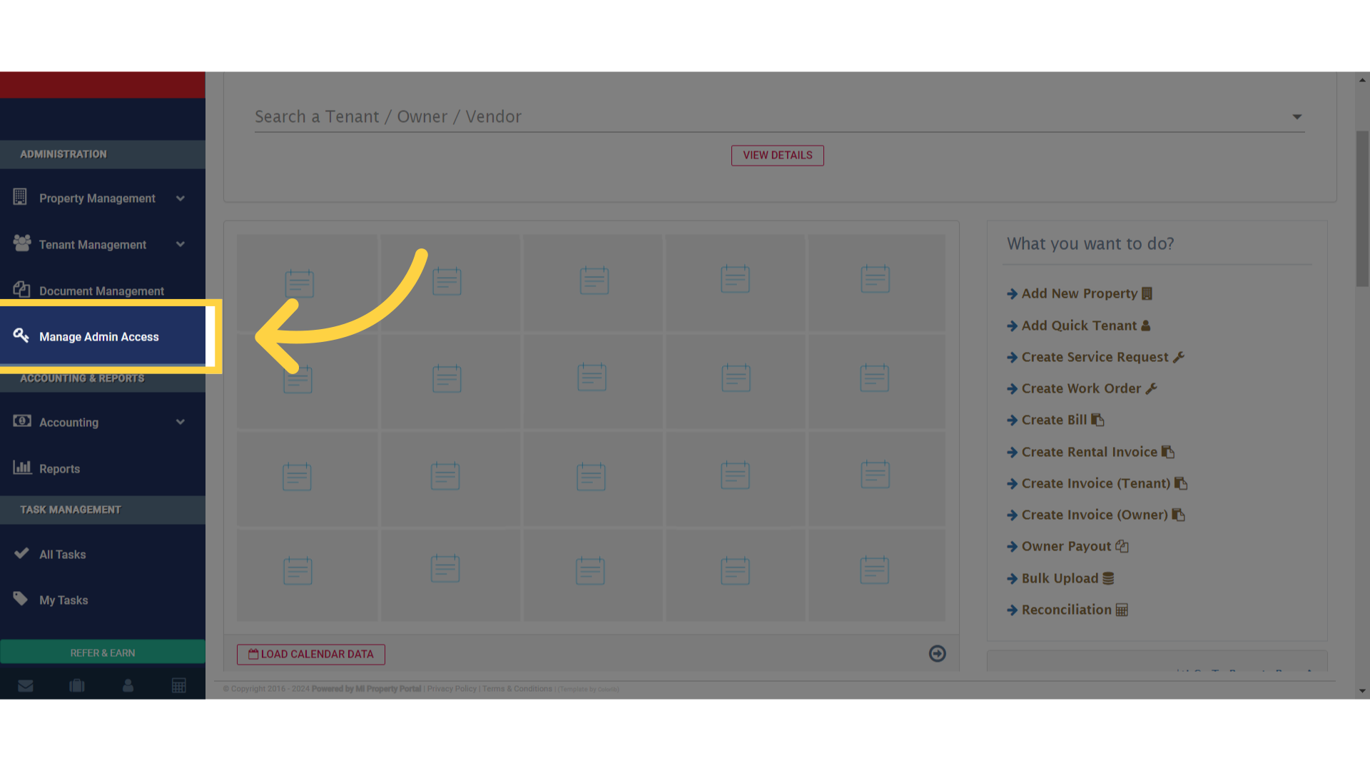 Click 'Manage Admin Access'