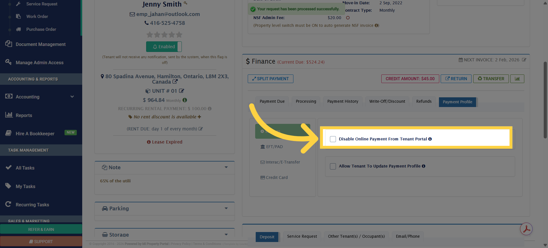 Select Allow Tenant Update Option