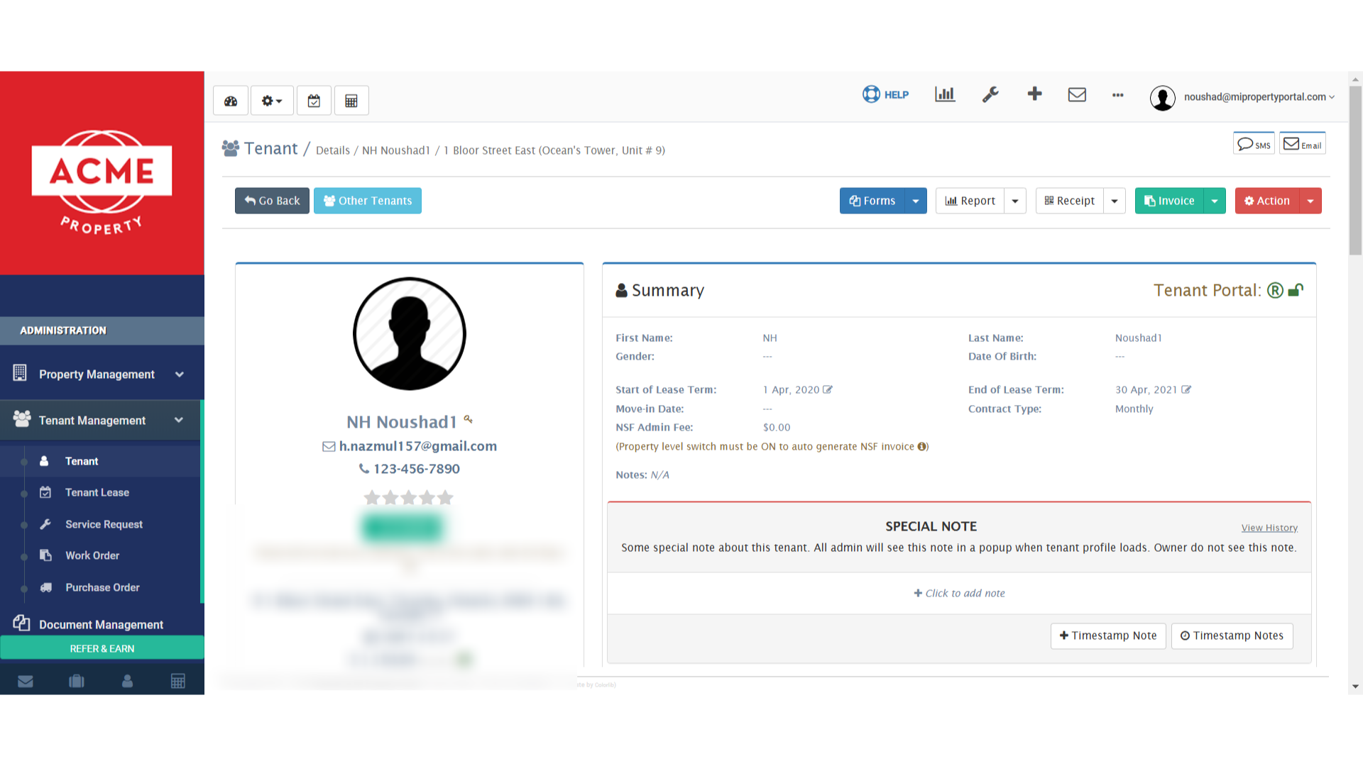 Click 'Action Toggle Dropdown LEASE ...'