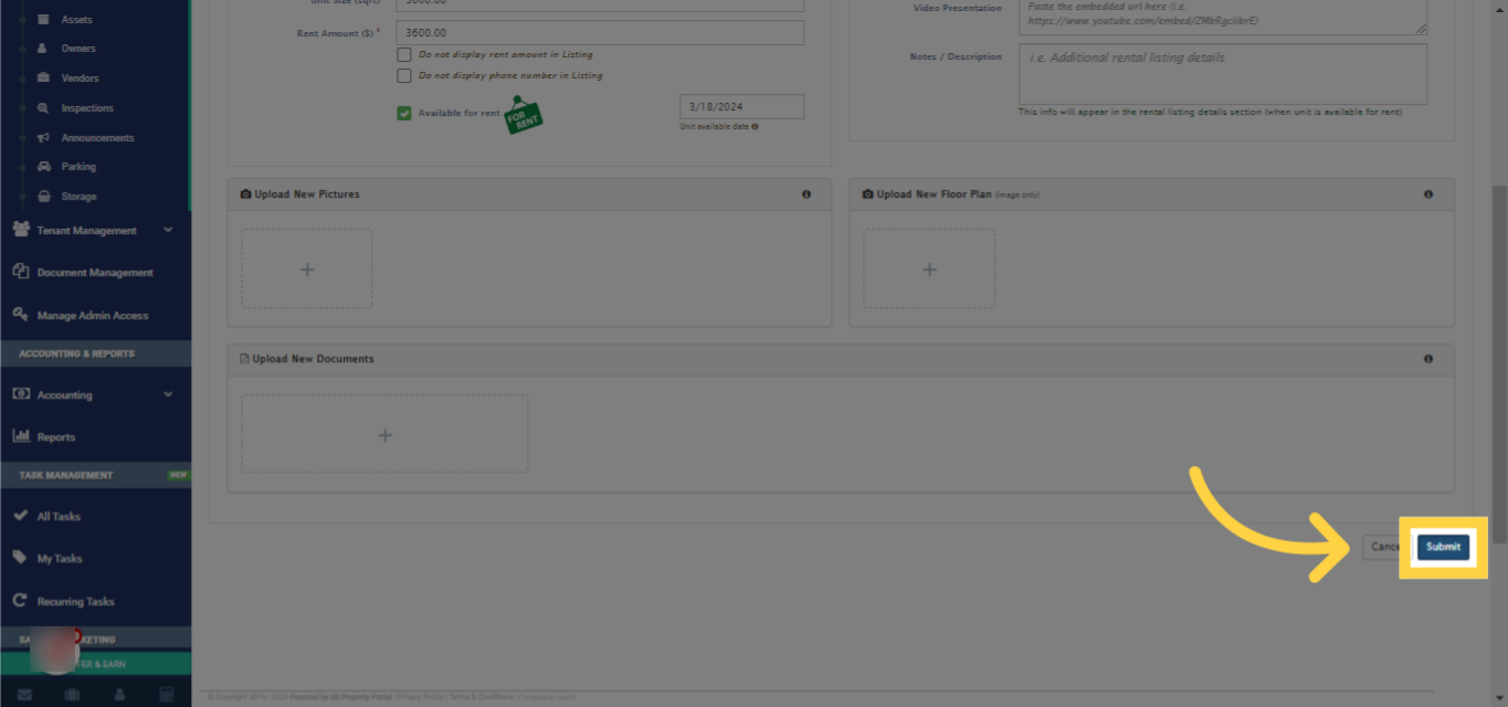 Don't forget to click on the 'Submit' button to save your changes