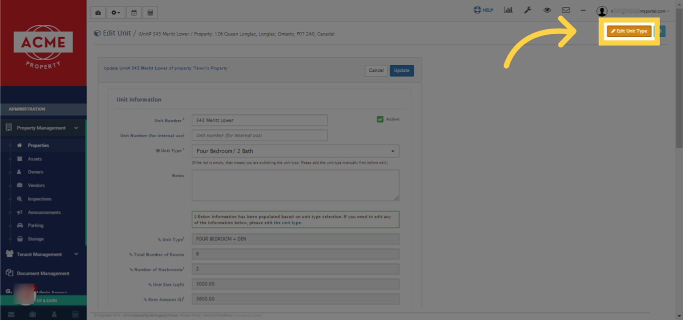 Click on 'Edit Unit Type'