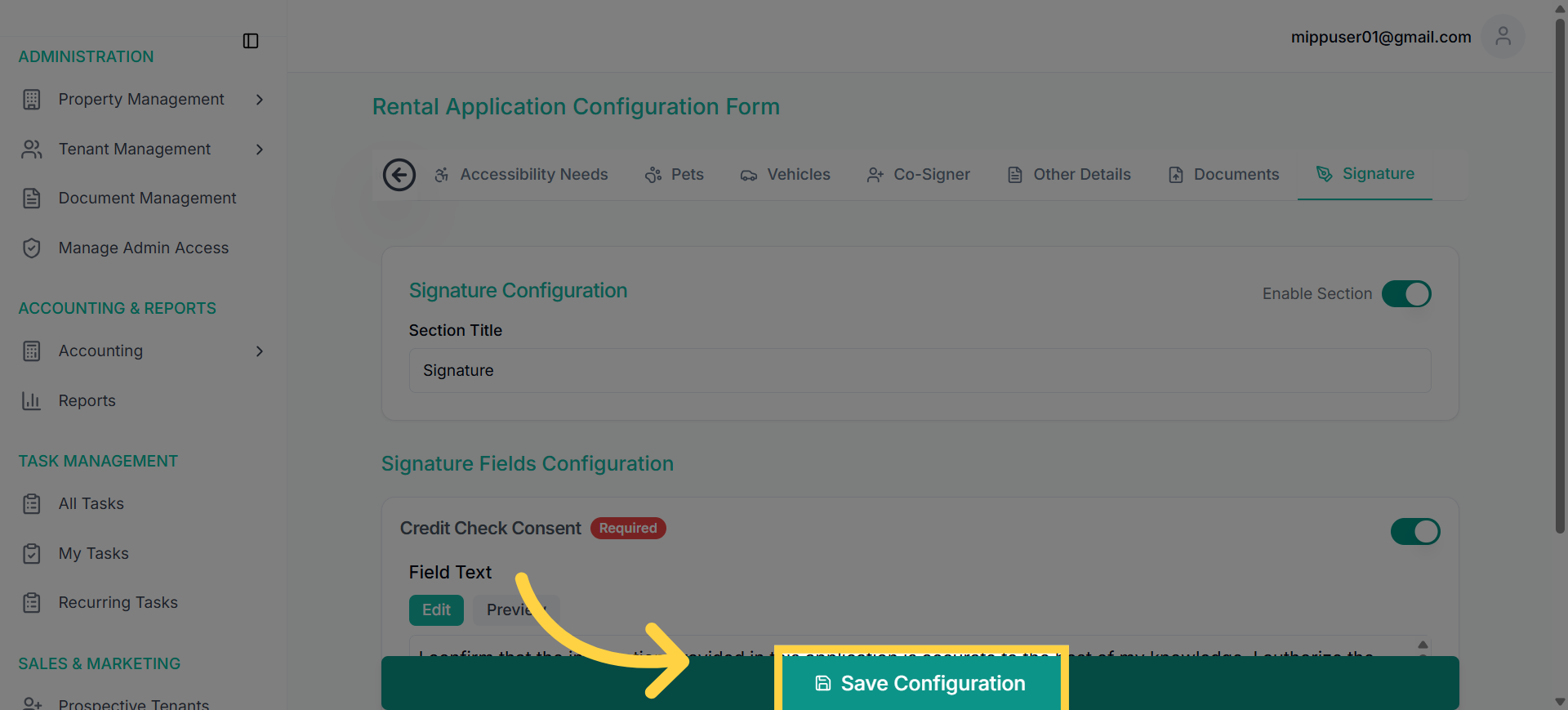 Click 'Save Configuration'