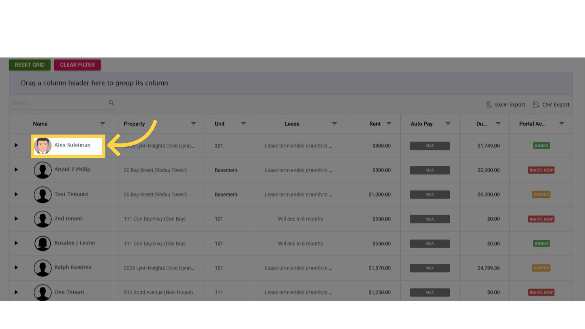 Search or select the tenant and click on the drop-down icon under the form column.