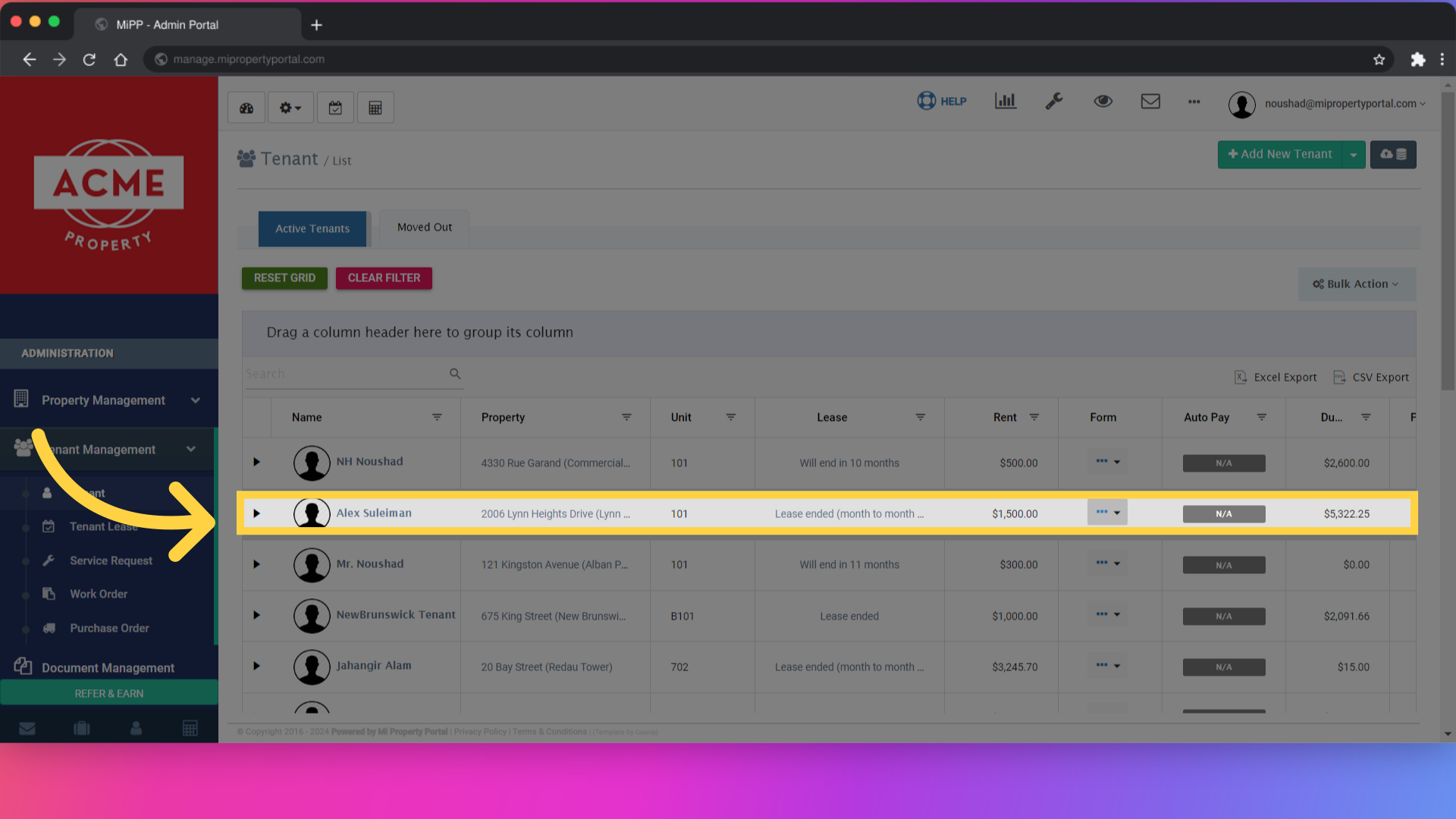 click on the 'Dropdown' icon under the 'Form' column.