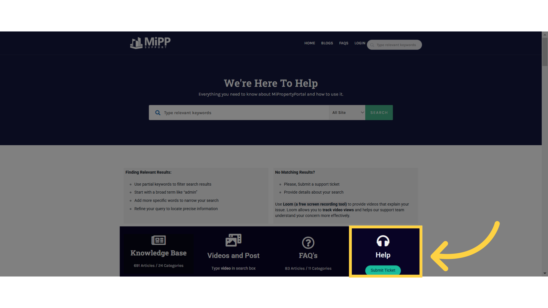 Click 'We're Here To Help'