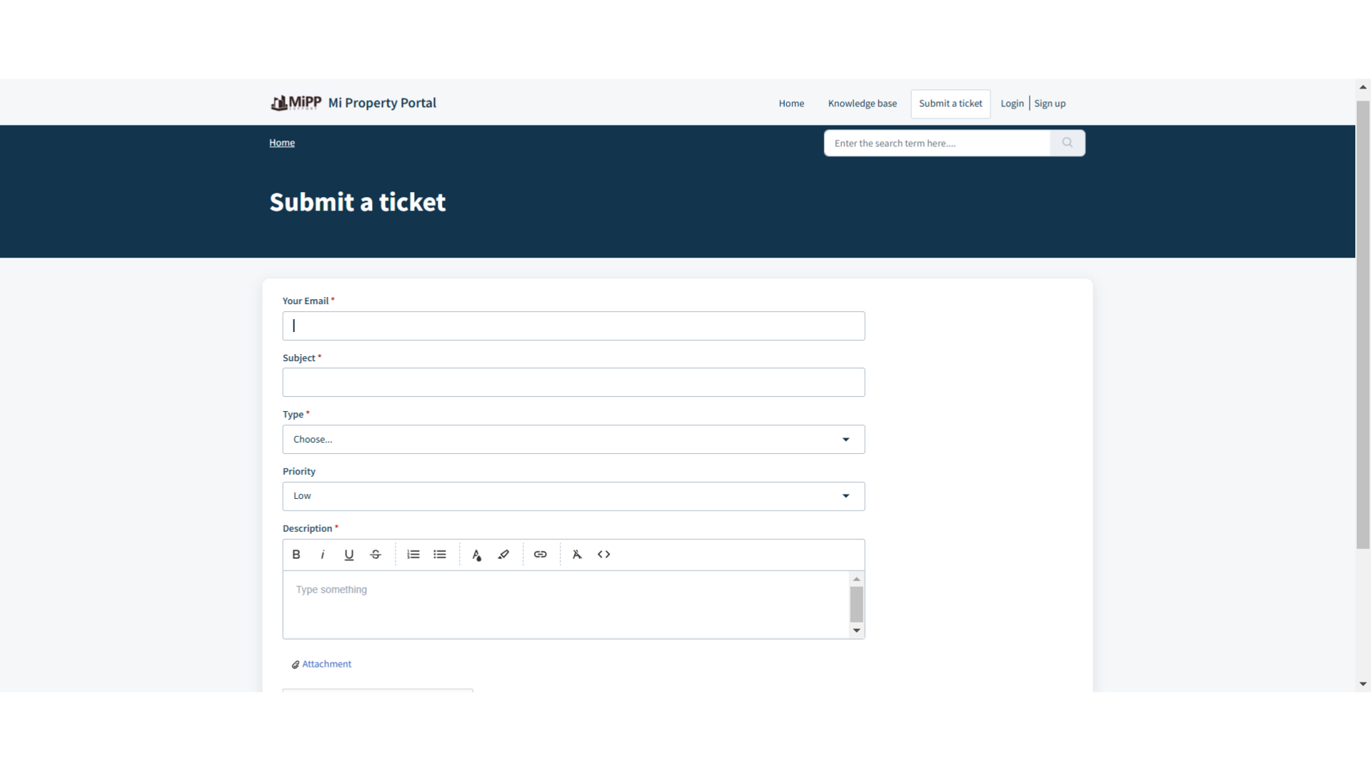 Switch to 'mipropertyportal.freshdesk.com'
