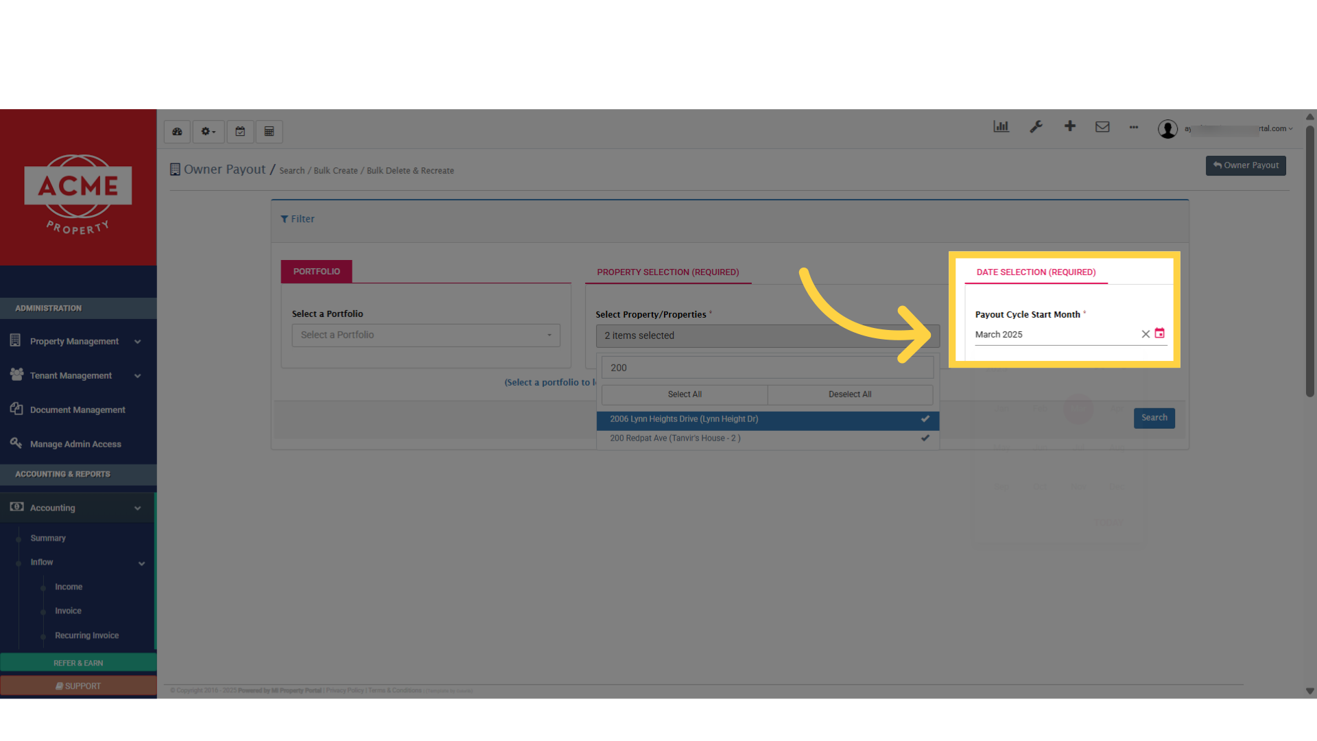Then select the Payout Cycle Start Month from here