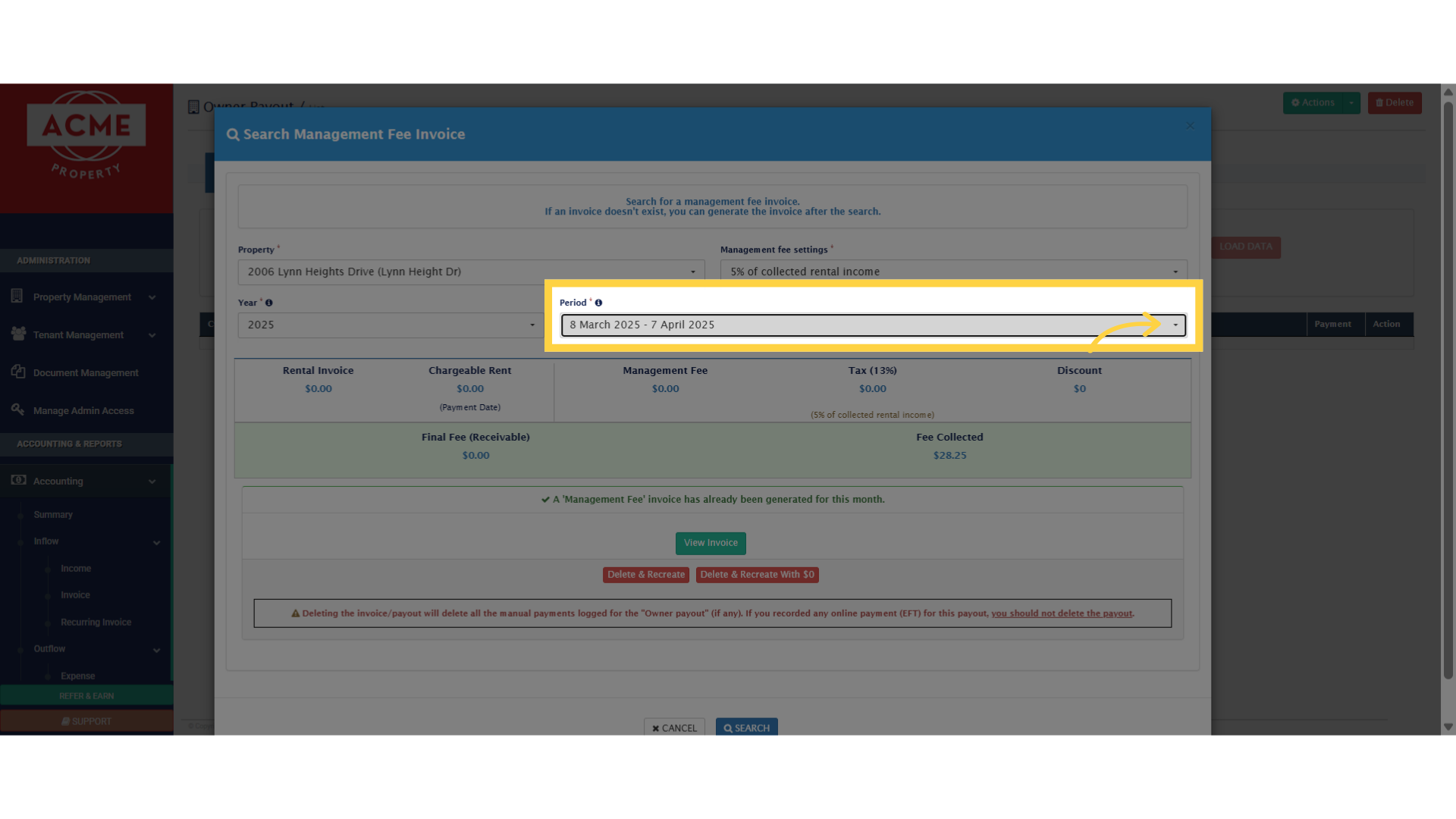 Then Select the date range from the period dropdown