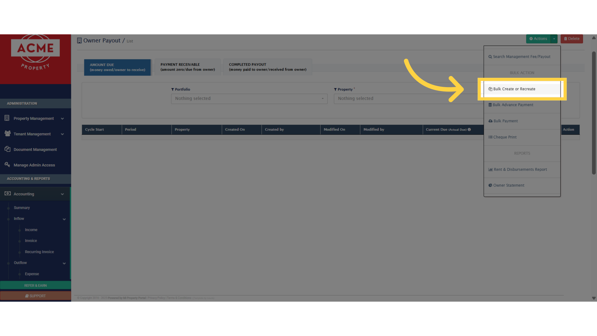 Choose the bulk creation option
