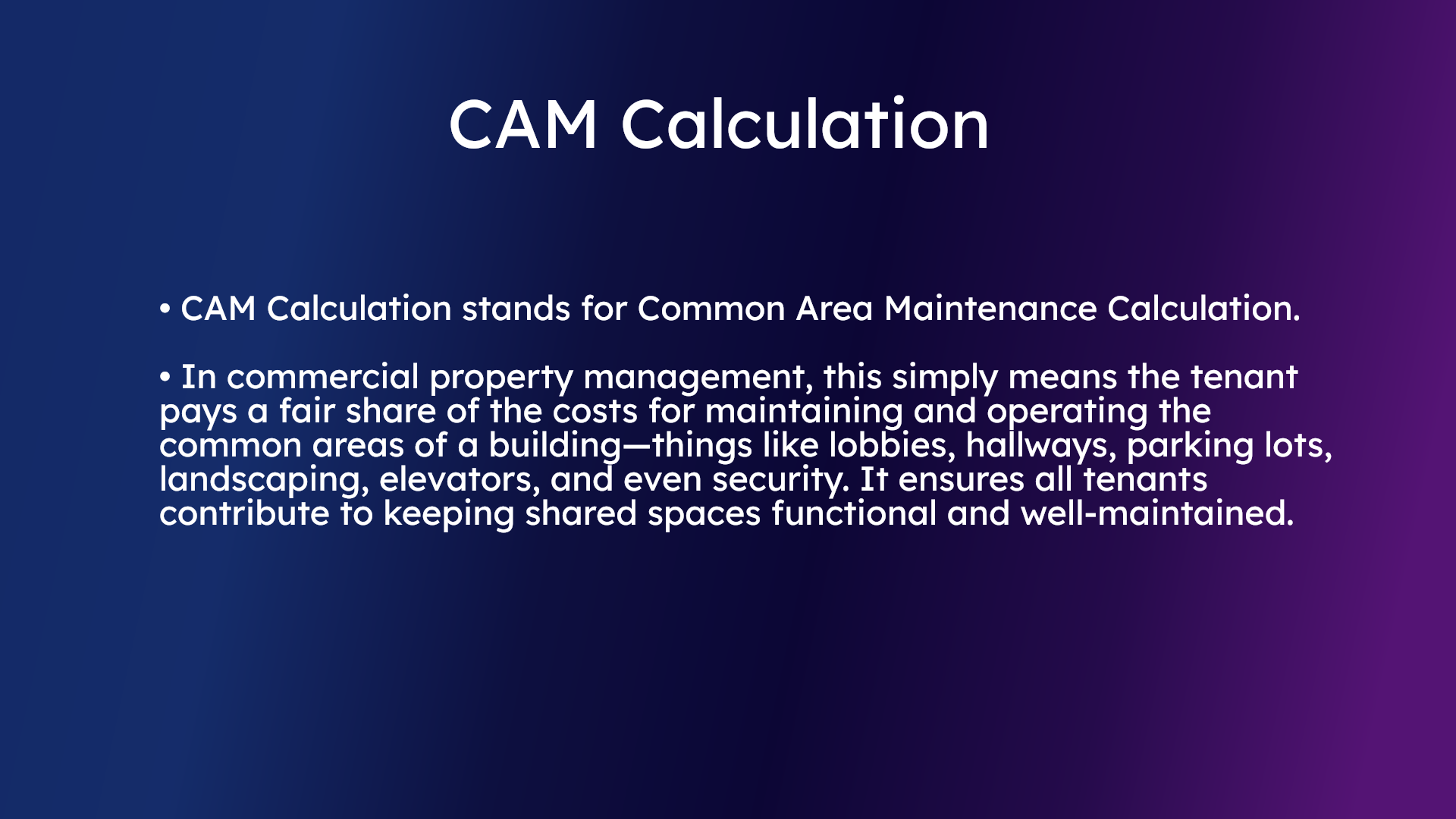 CAM Calculation