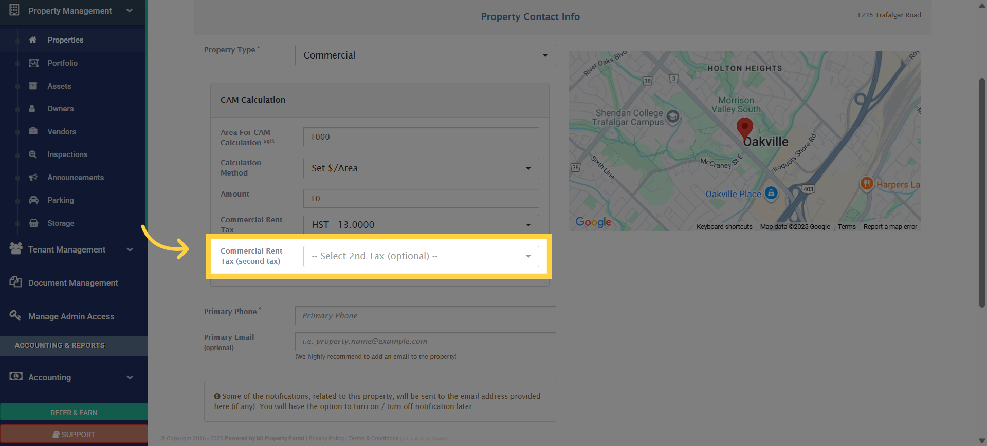 Click 'Commercial Rent Tax (second tax)'