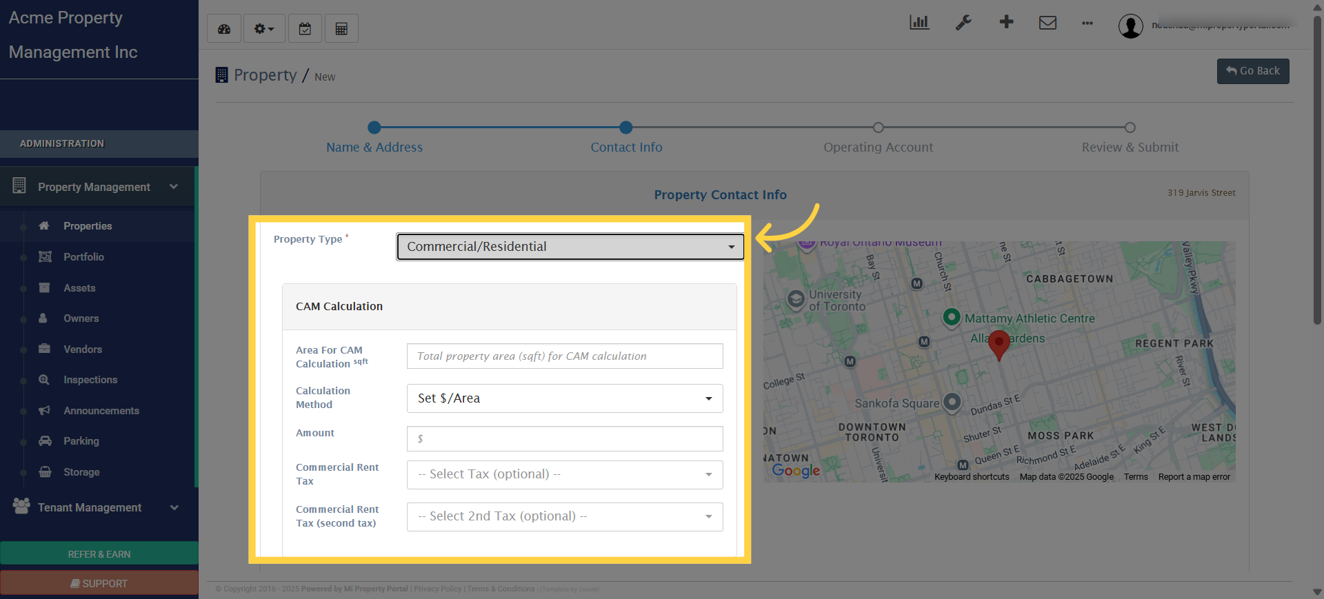 Click 'Commercial/Residential'