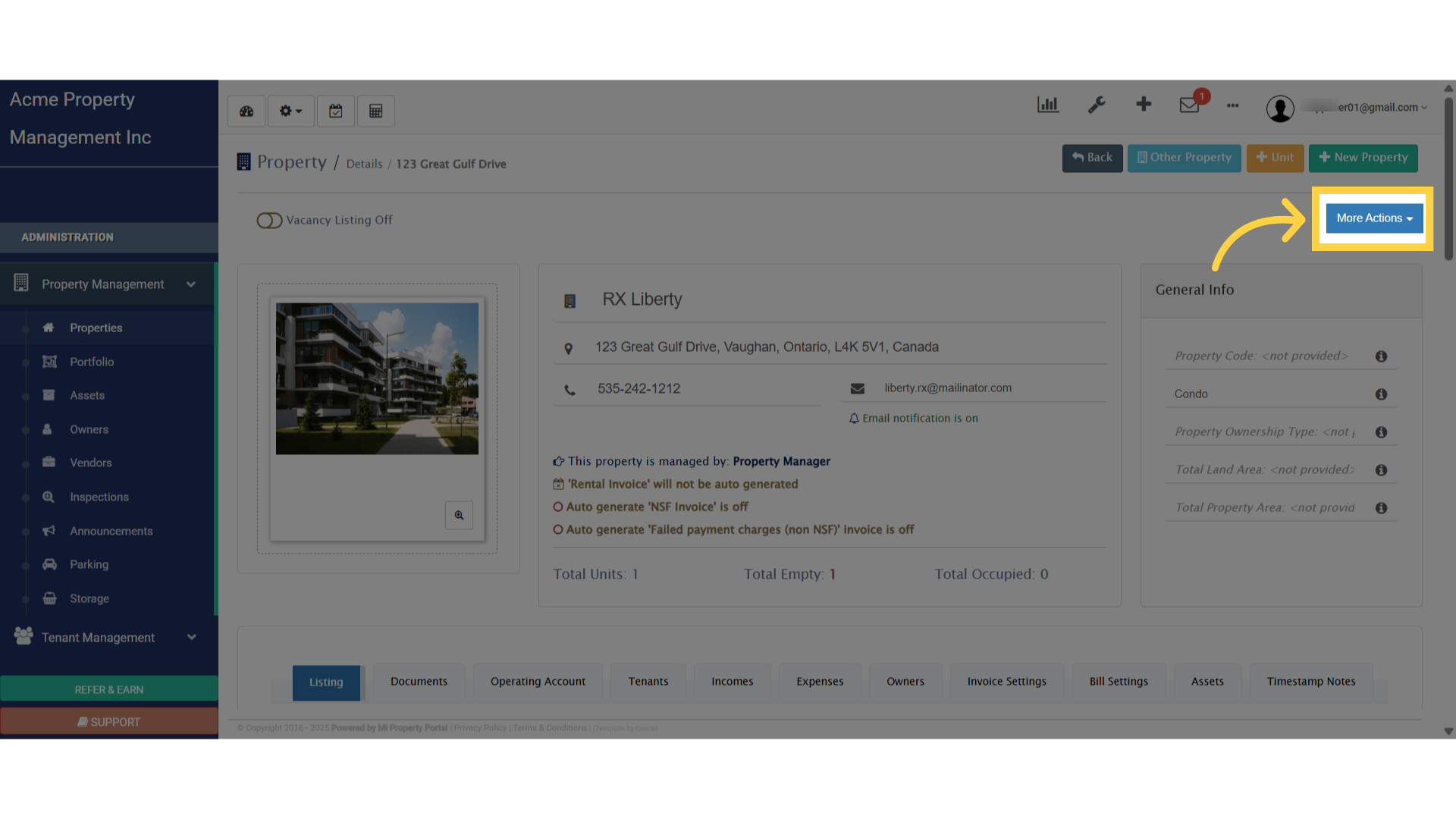 Click on the 'More Action' dropdown to view the options