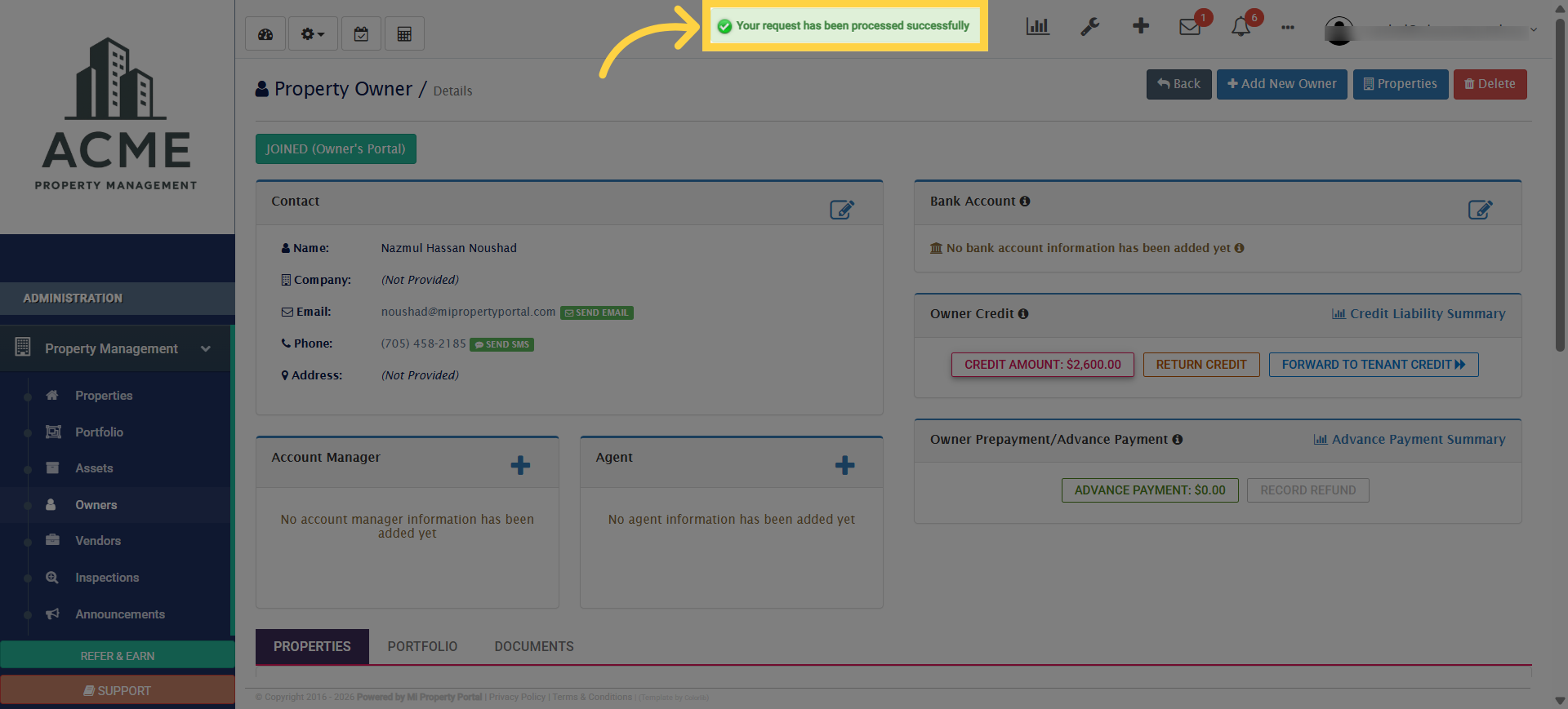 Confirm Successful Submission