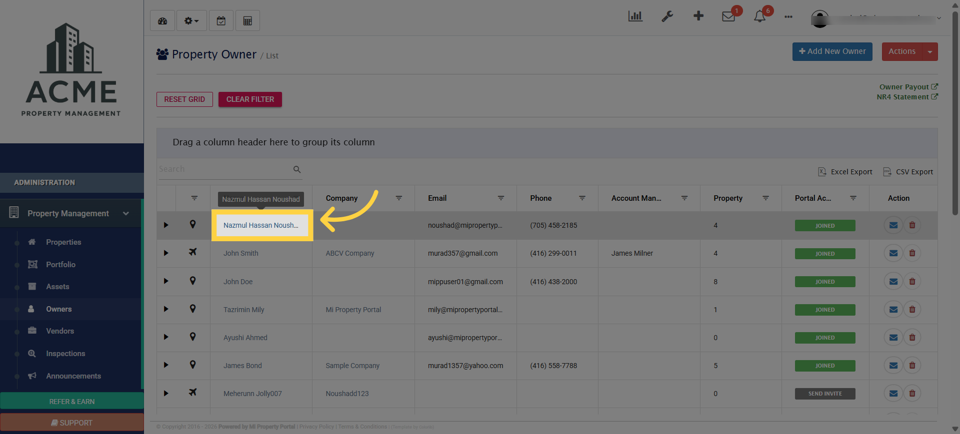 Choose Specific Owner