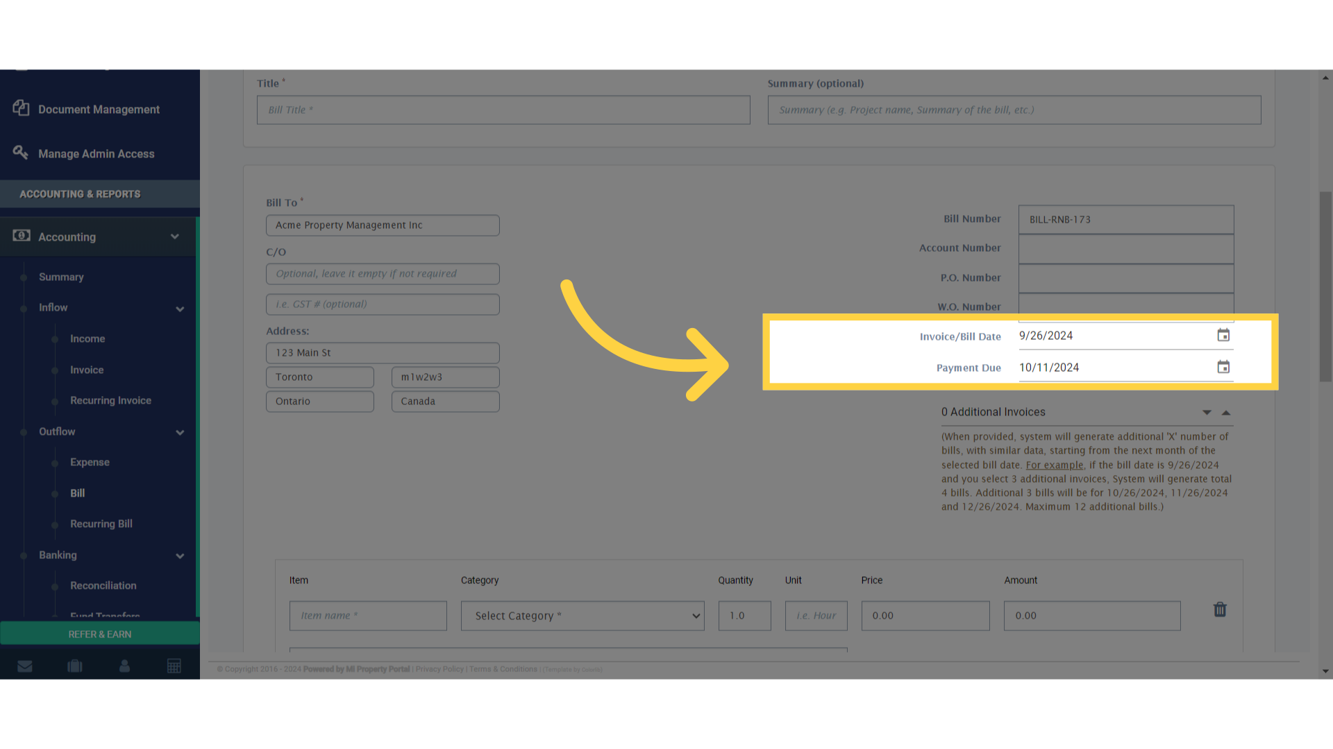 Click 'Payment Due'