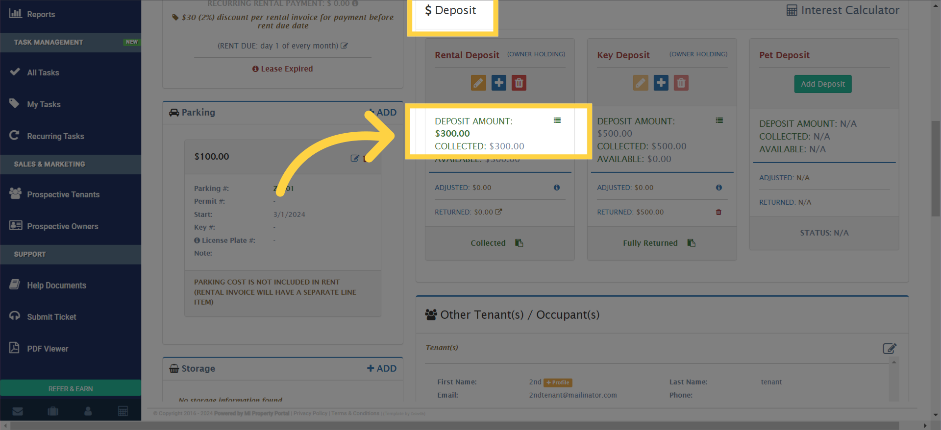 The edited Deposit Amount will now be reflected on this page.